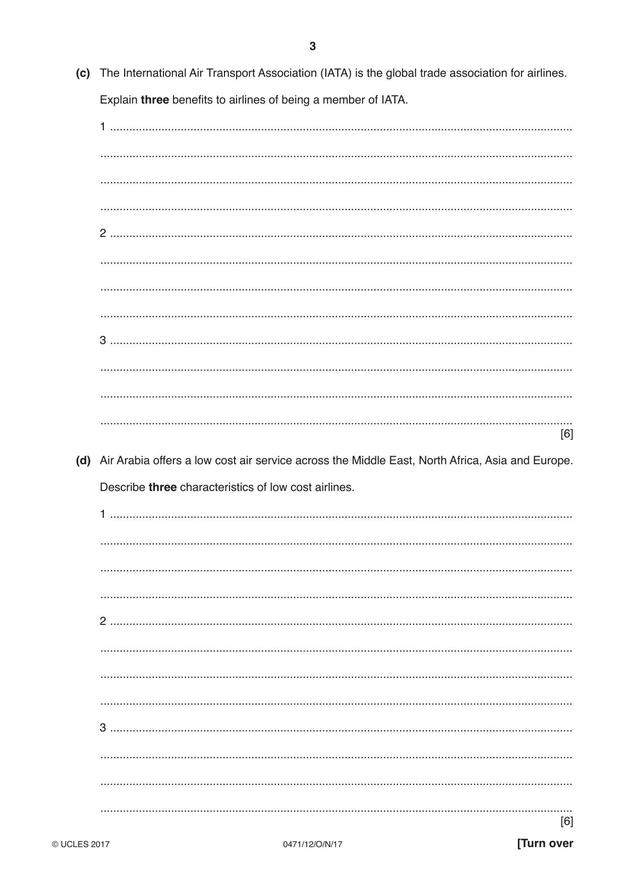 Cambridge IGCSE Travel and Tourism 0471 2017 Oct/Nov Paper 1 · Variant 2 question paper, page 3 of 12