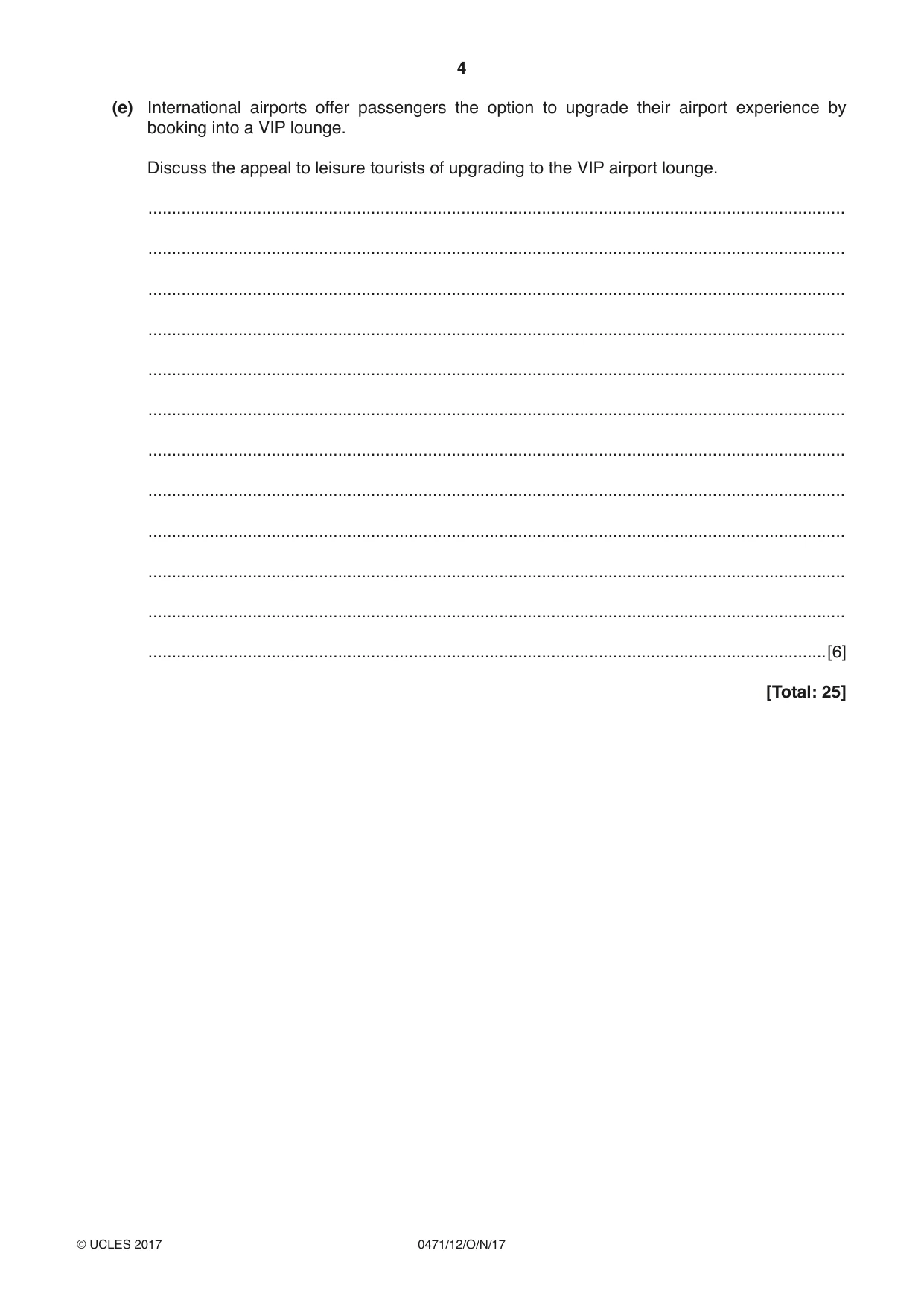 Cambridge IGCSE Travel and Tourism 0471 2017 Oct/Nov Paper 1 · Variant 2 question paper, page 4 of 12