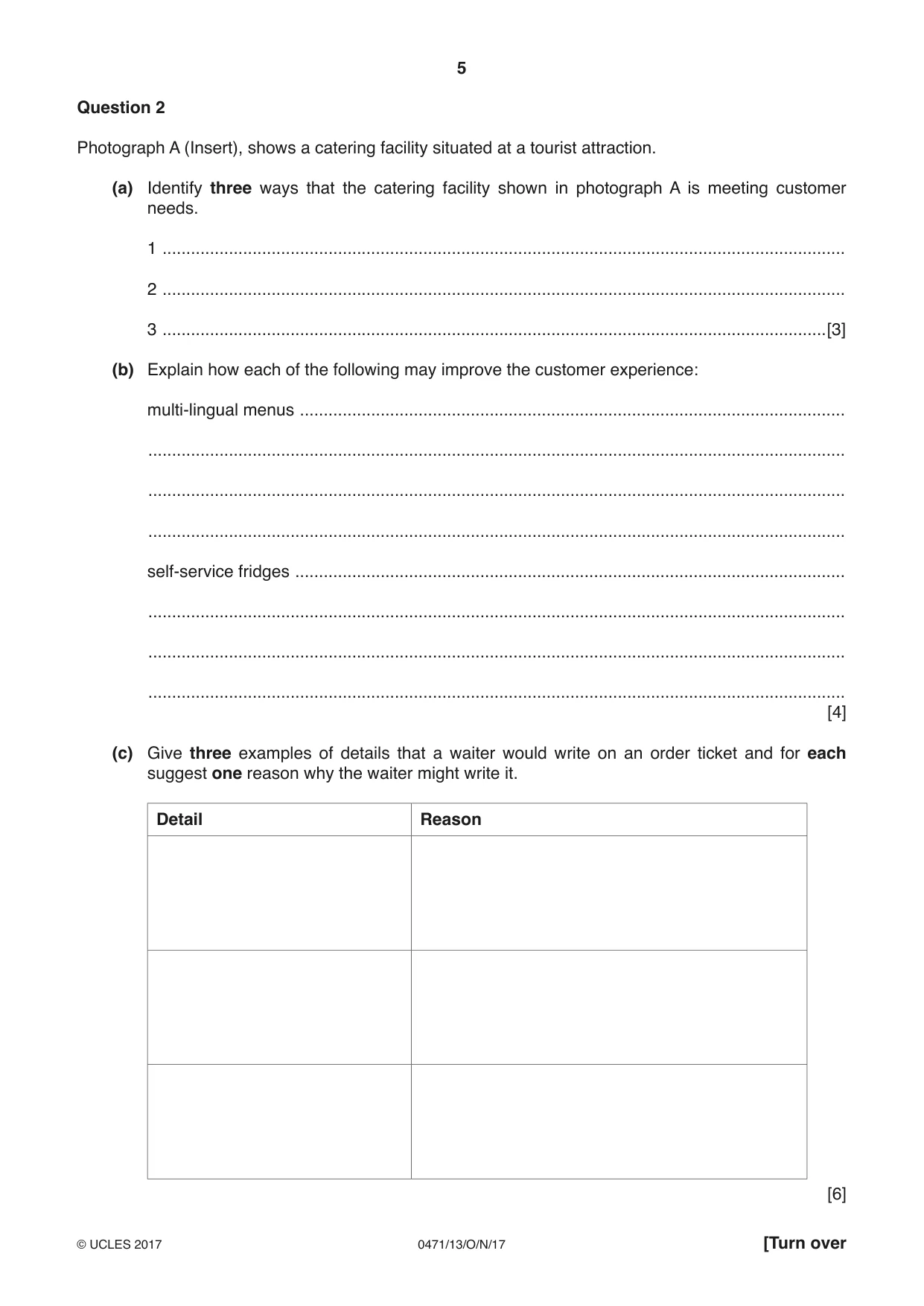 Cambridge IGCSE Travel and Tourism 0471 2017 Oct/Nov Paper 1 · Variant 3 question paper, page 5 of 12