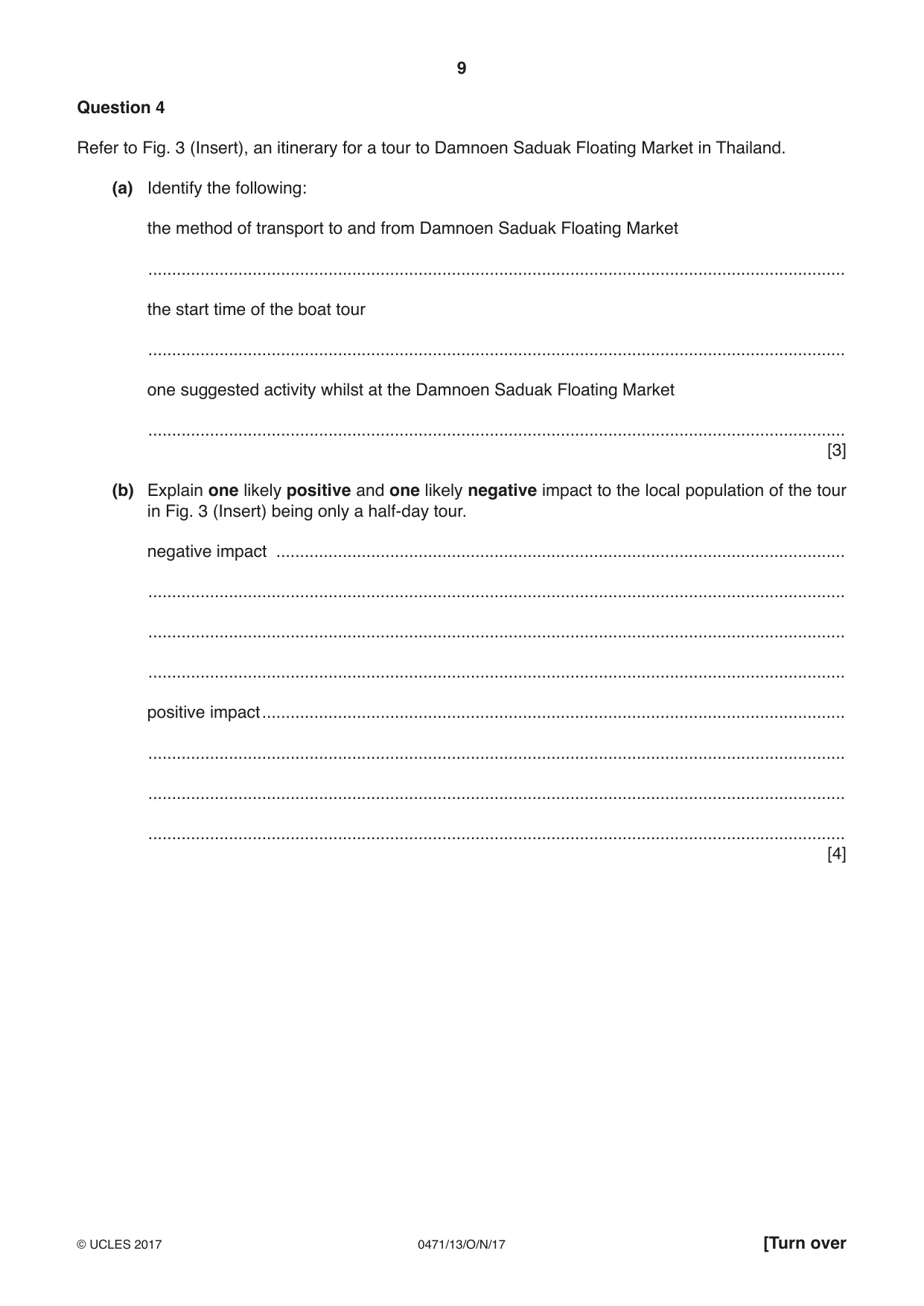 Cambridge IGCSE Travel and Tourism 0471 2017 Oct/Nov Paper 1 · Variant 3 question paper, page 9 of 12