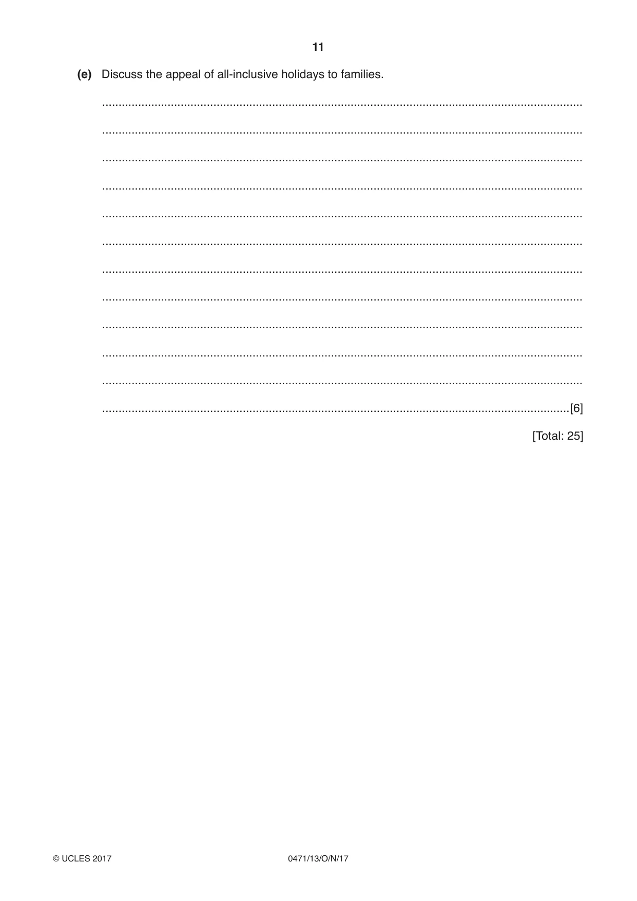 Cambridge IGCSE Travel and Tourism 0471 2017 Oct/Nov Paper 1 · Variant 3 question paper, page 11 of 12