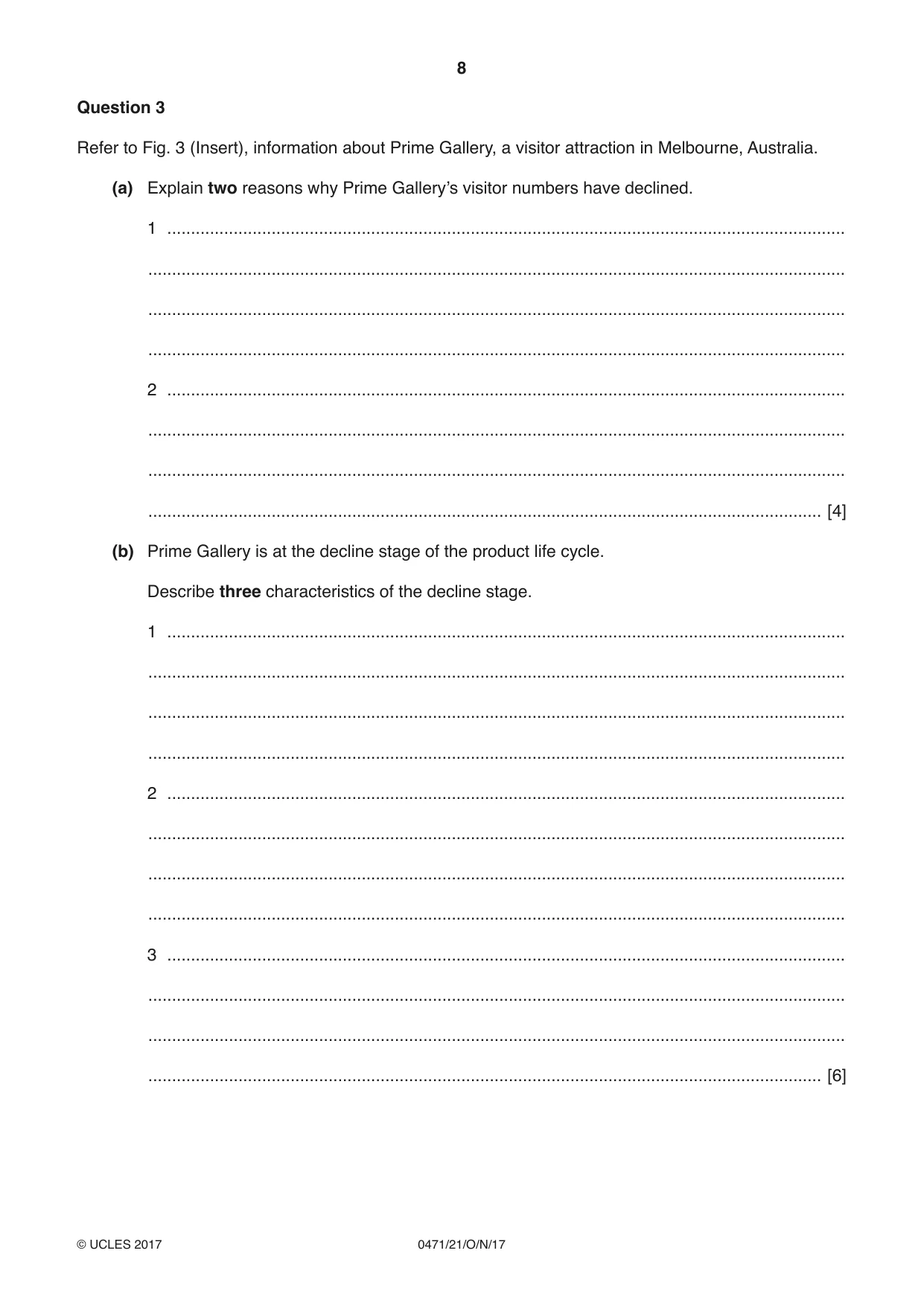 Cambridge IGCSE Travel and Tourism 0471 2017 Oct/Nov Paper 2 · Variant 1 question paper, page 8 of 16