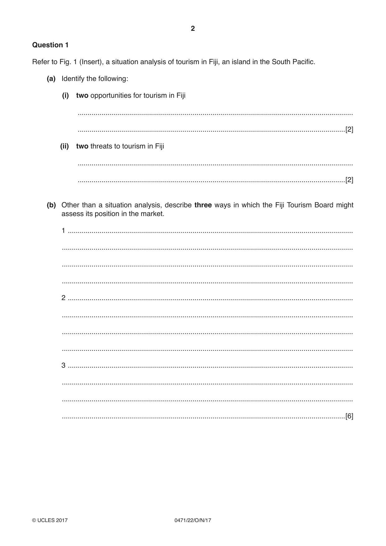 Cambridge IGCSE Travel and Tourism 0471 2017 Oct/Nov Paper 2 · Variant 2 question paper, page 2 of 16