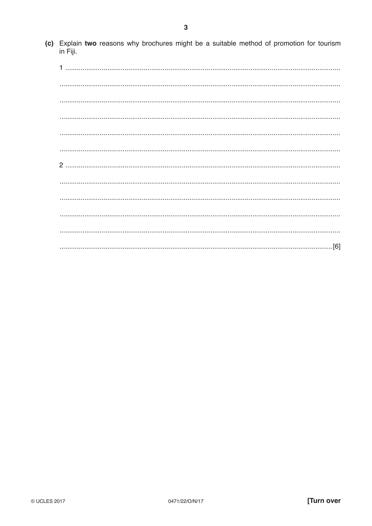 Cambridge IGCSE Travel and Tourism 0471 2017 Oct/Nov Paper 2 · Variant 2 question paper, page 3 of 16