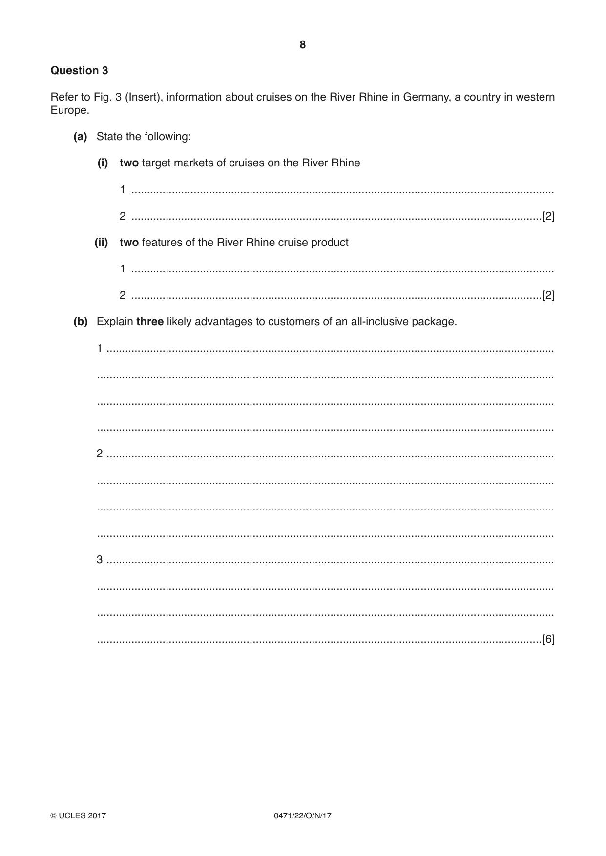 Cambridge IGCSE Travel and Tourism 0471 2017 Oct/Nov Paper 2 · Variant 2 question paper, page 8 of 16