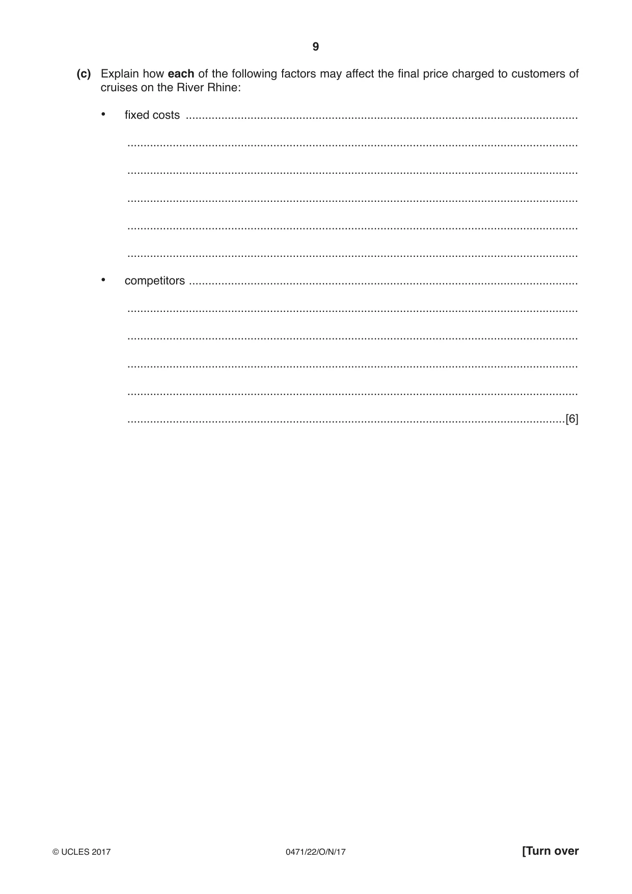 Cambridge IGCSE Travel and Tourism 0471 2017 Oct/Nov Paper 2 · Variant 2 question paper, page 9 of 16
