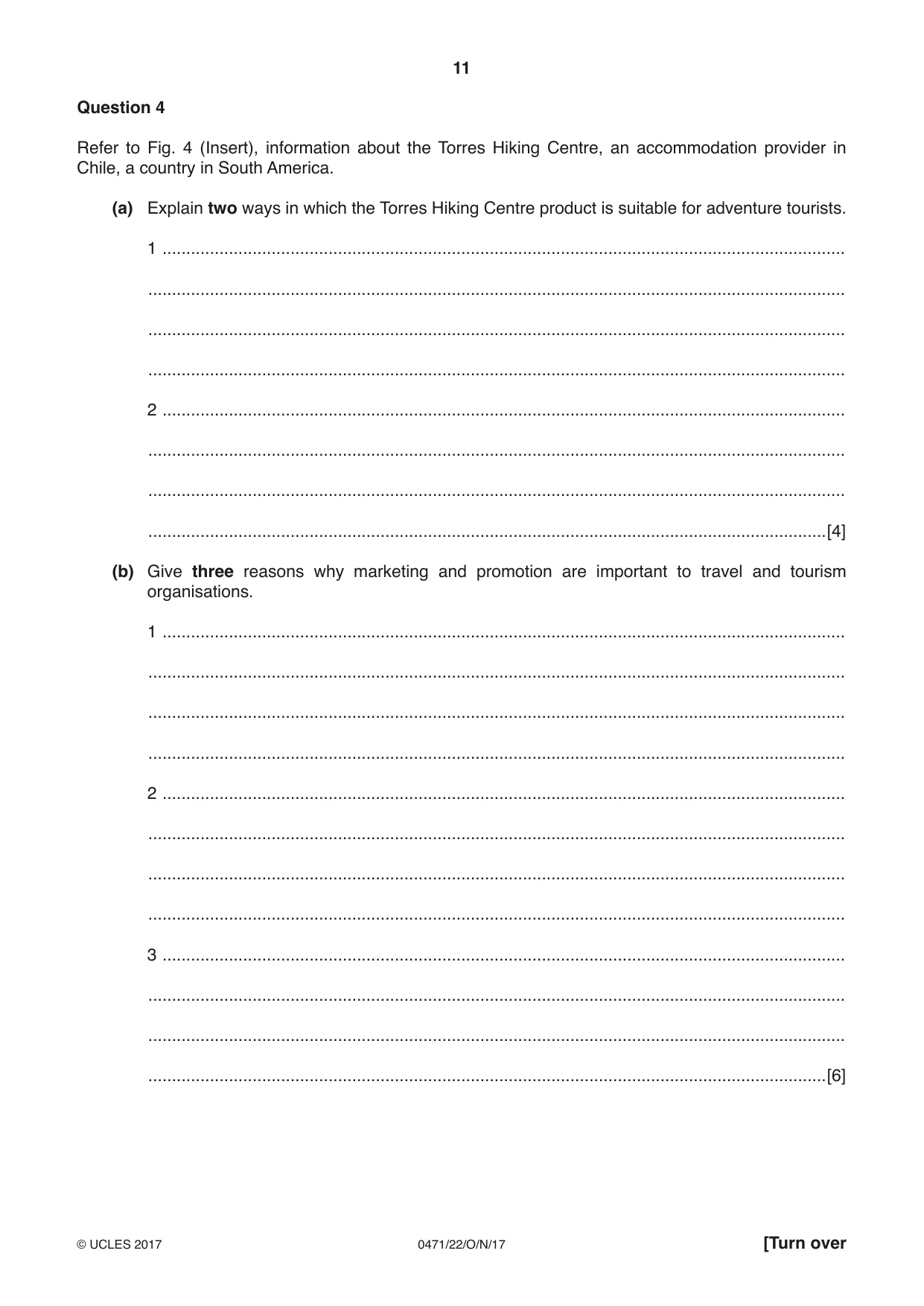 Cambridge IGCSE Travel and Tourism 0471 2017 Oct/Nov Paper 2 · Variant 2 question paper, page 11 of 16