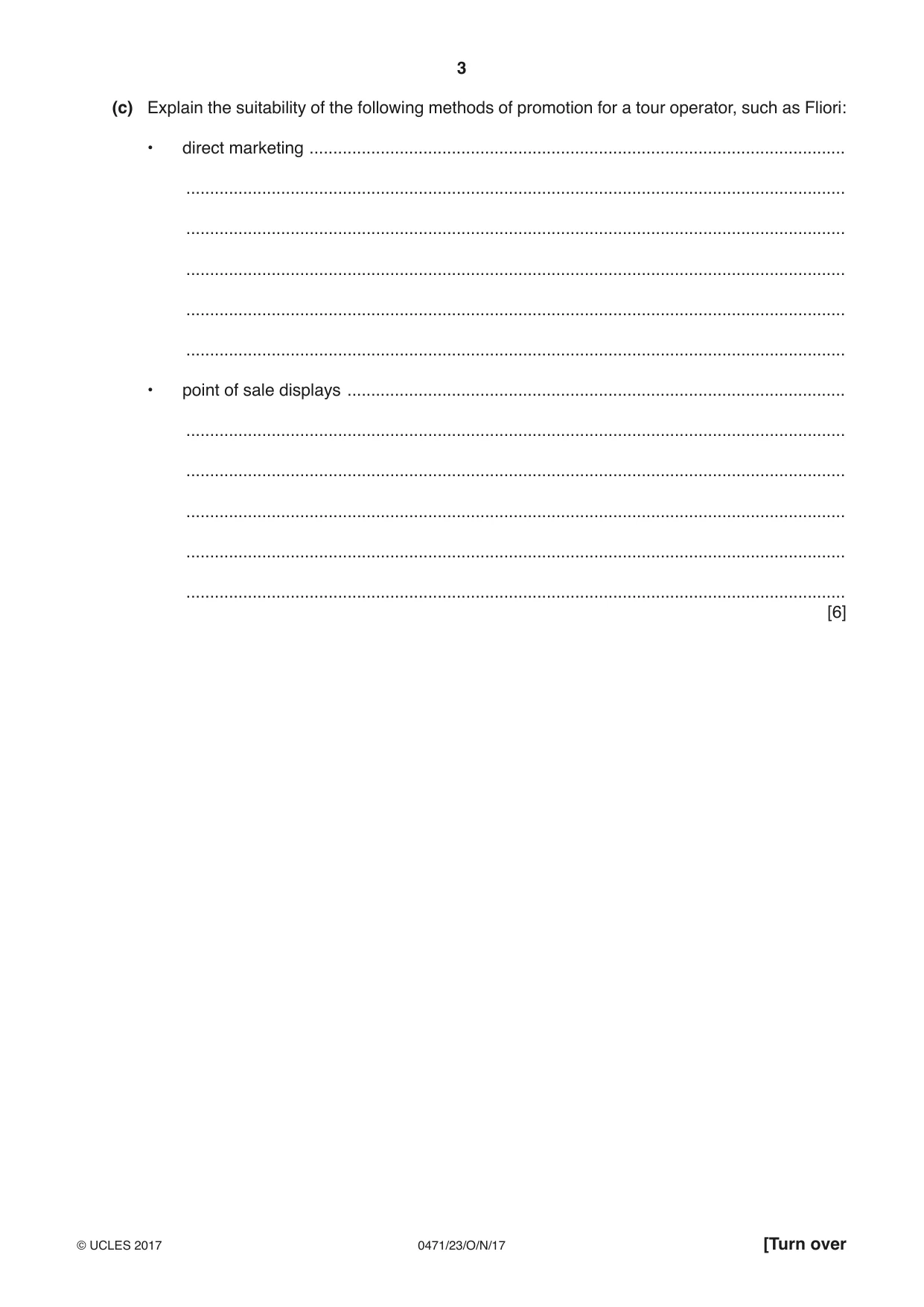 Cambridge IGCSE Travel and Tourism 0471 2017 Oct/Nov Paper 2 · Variant 3 question paper, page 3 of 16