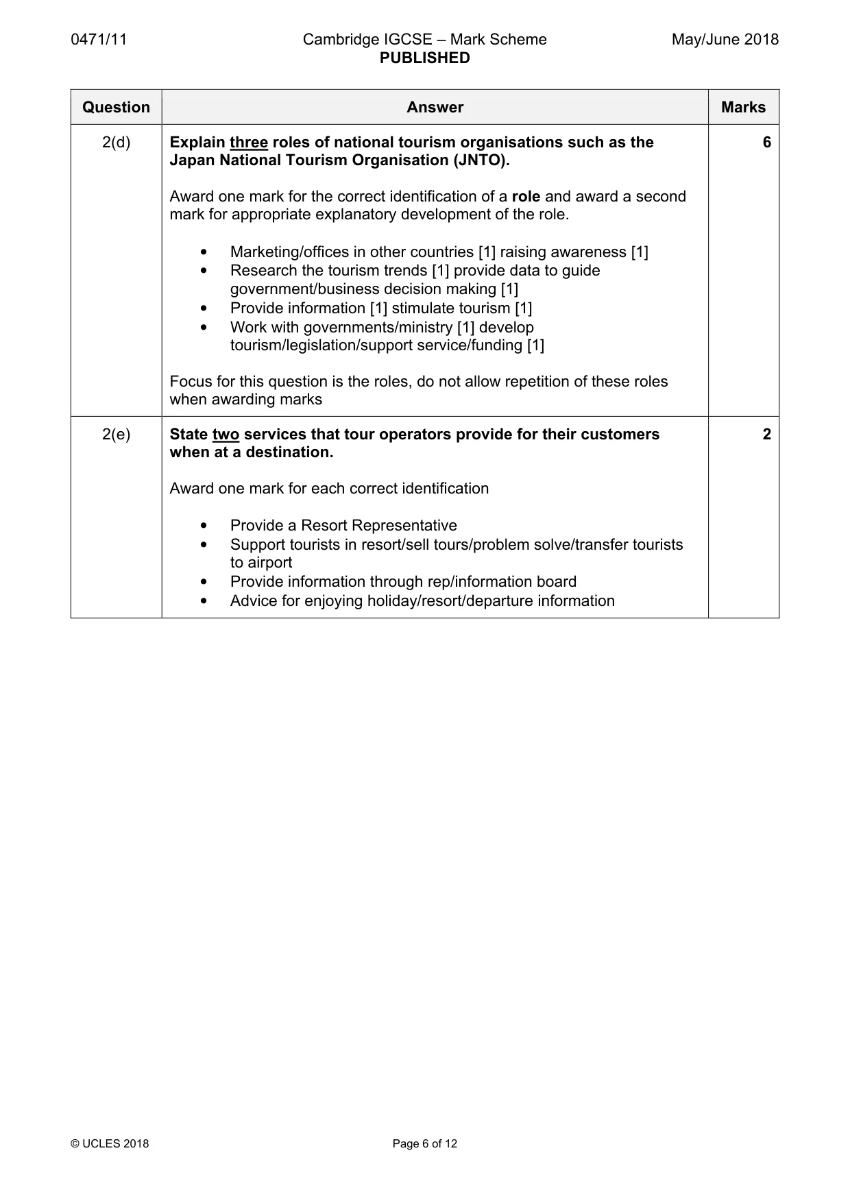Mark scheme, page 6 of 12