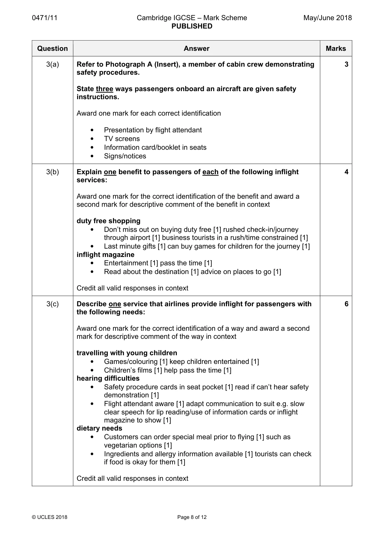 Mark scheme, page 8 of 12