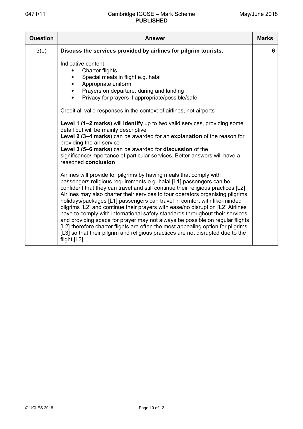Mark scheme, page 10 of 12