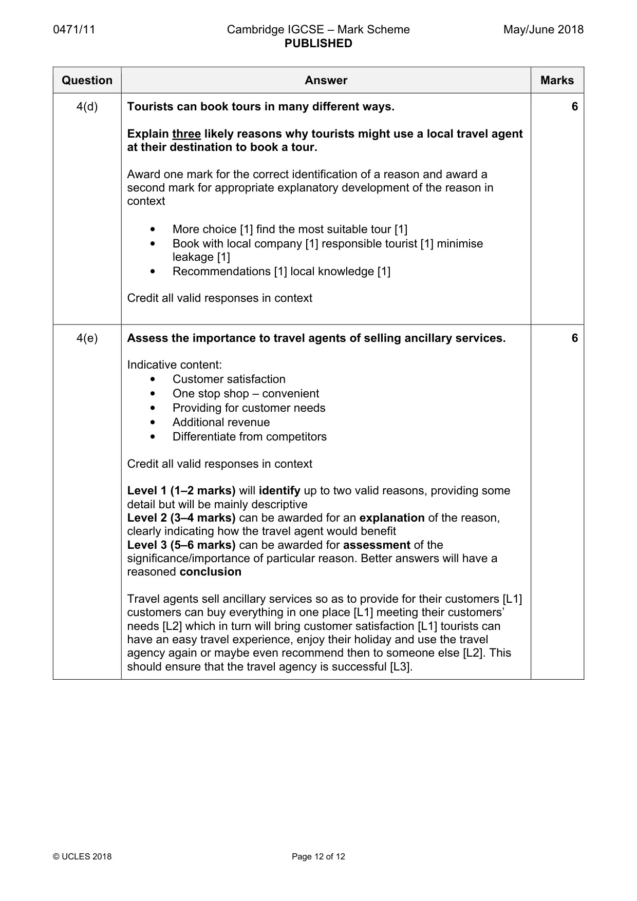 Mark scheme, page 12 of 12