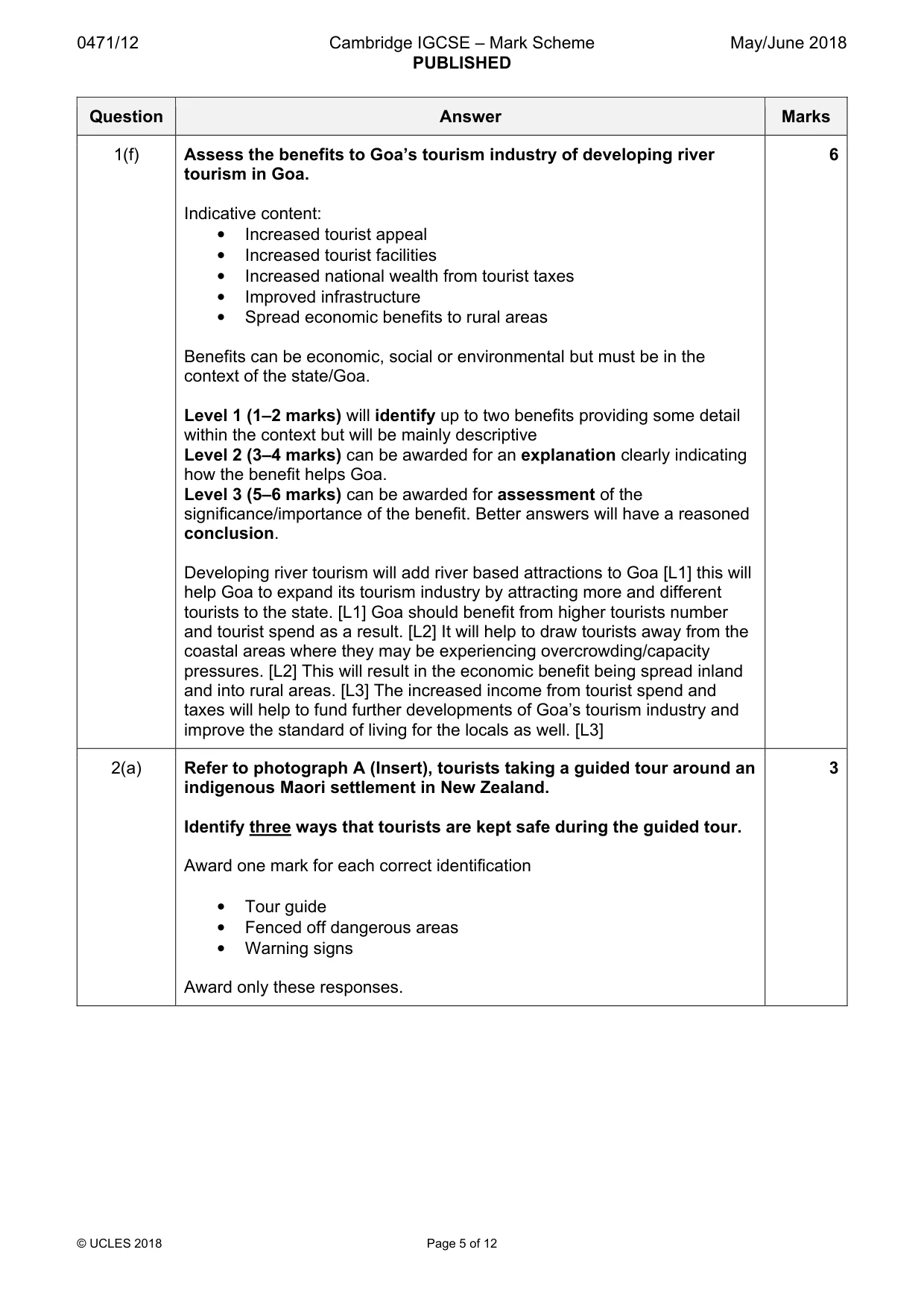 Mark scheme, page 5 of 12