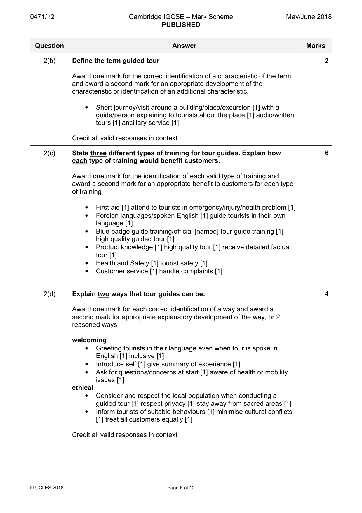 Mark scheme, page 6 of 12