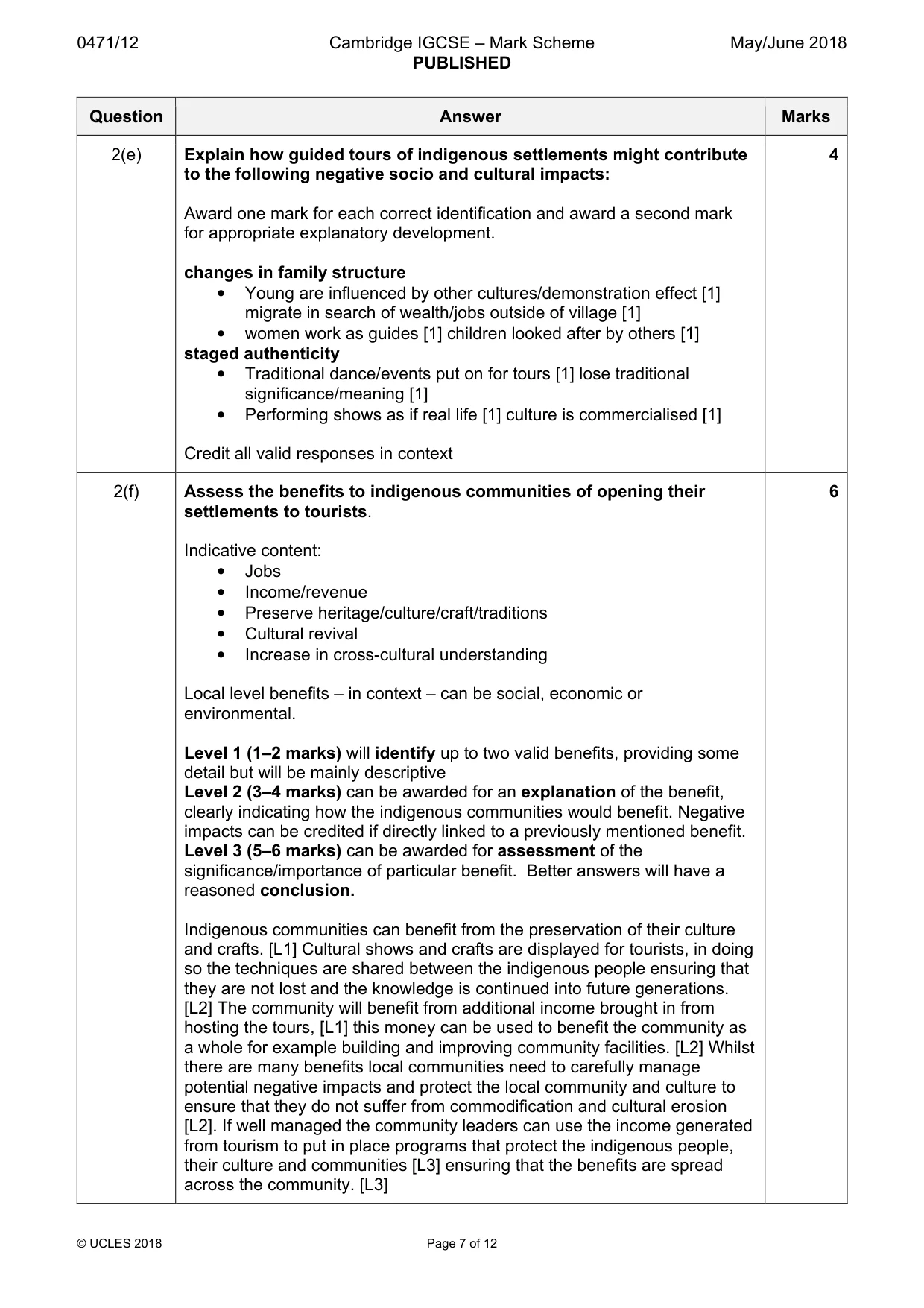 Mark scheme, page 7 of 12