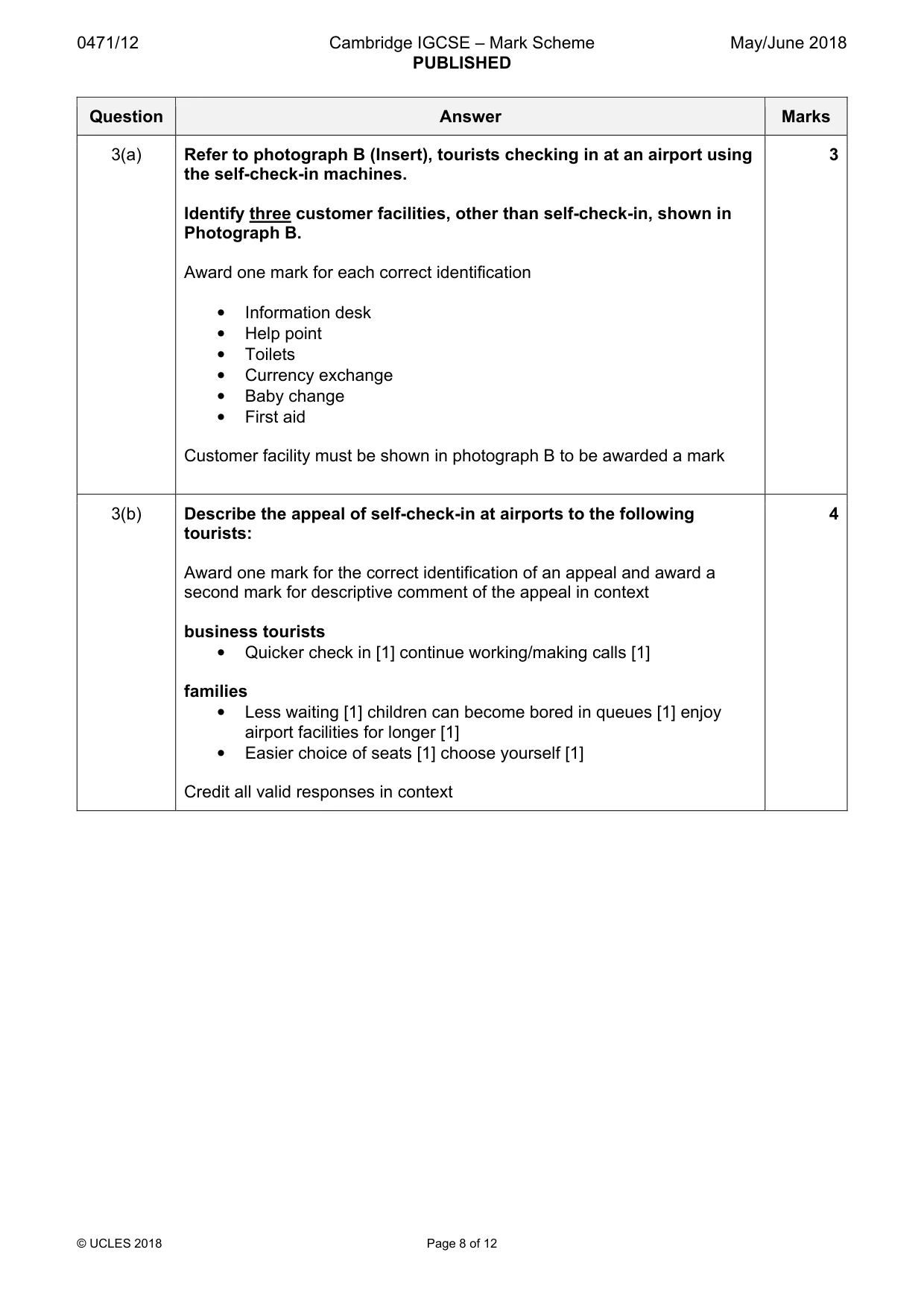 Mark scheme, page 8 of 12