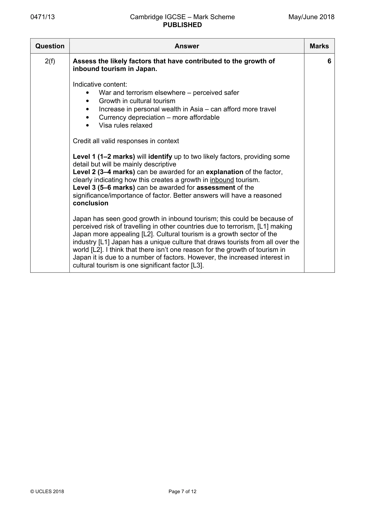 Mark scheme, page 7 of 12