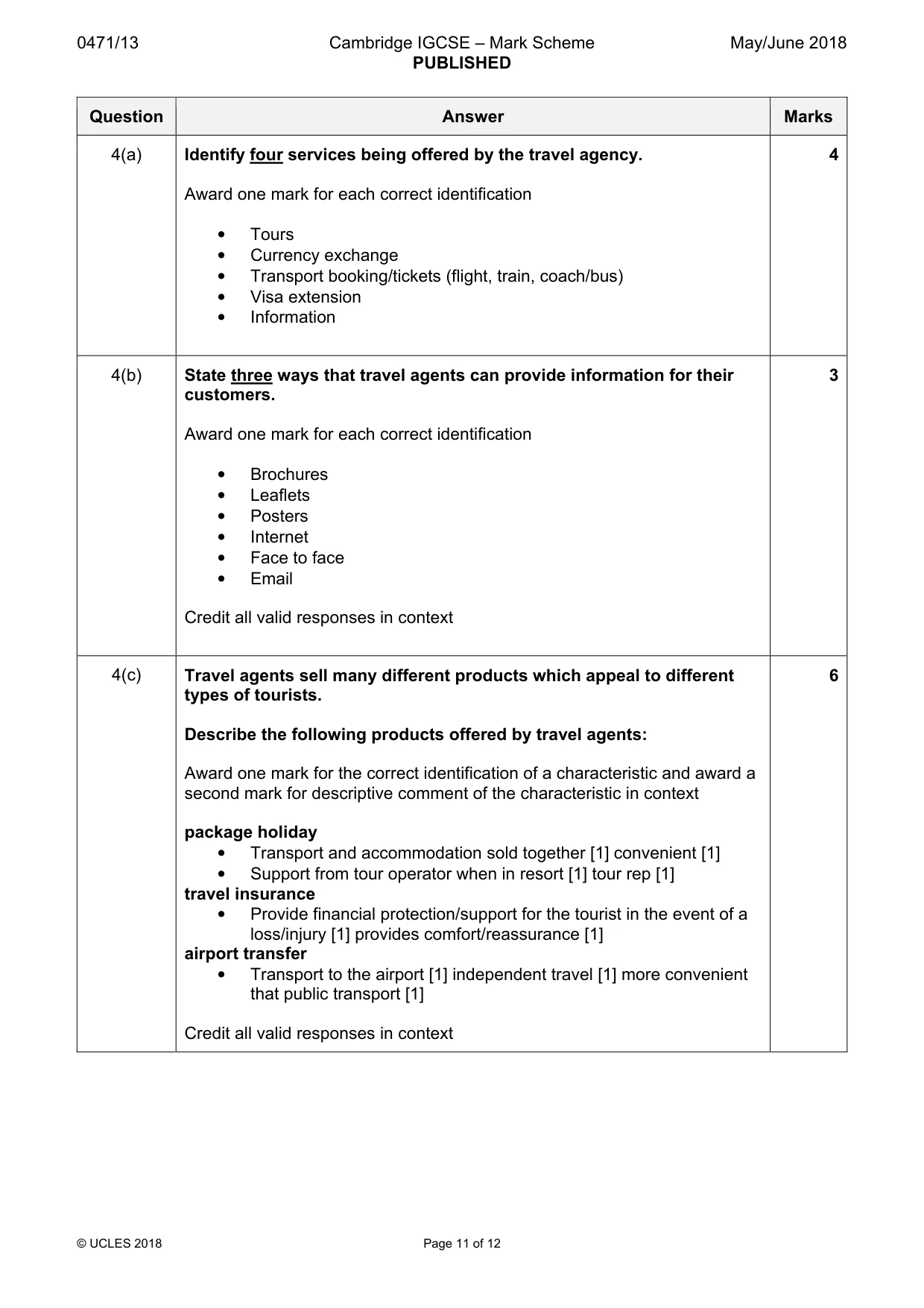 Mark scheme, page 11 of 12