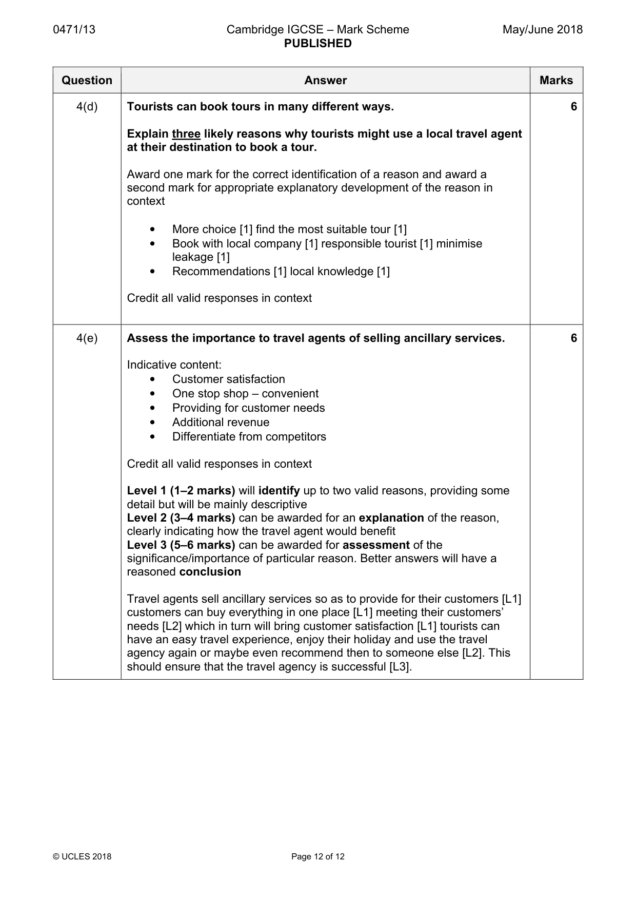 Mark scheme, page 12 of 12
