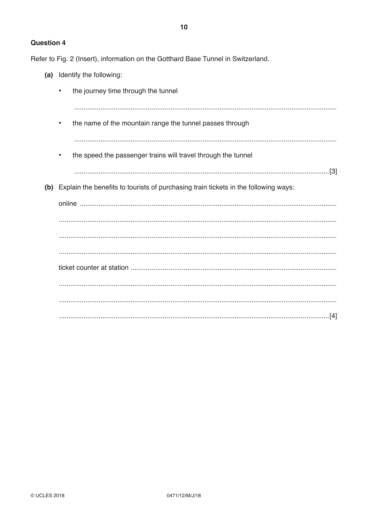 Cambridge IGCSE Travel and Tourism 0471 2018 May/June Paper 1 · Variant 2 question paper, page 10 of 12