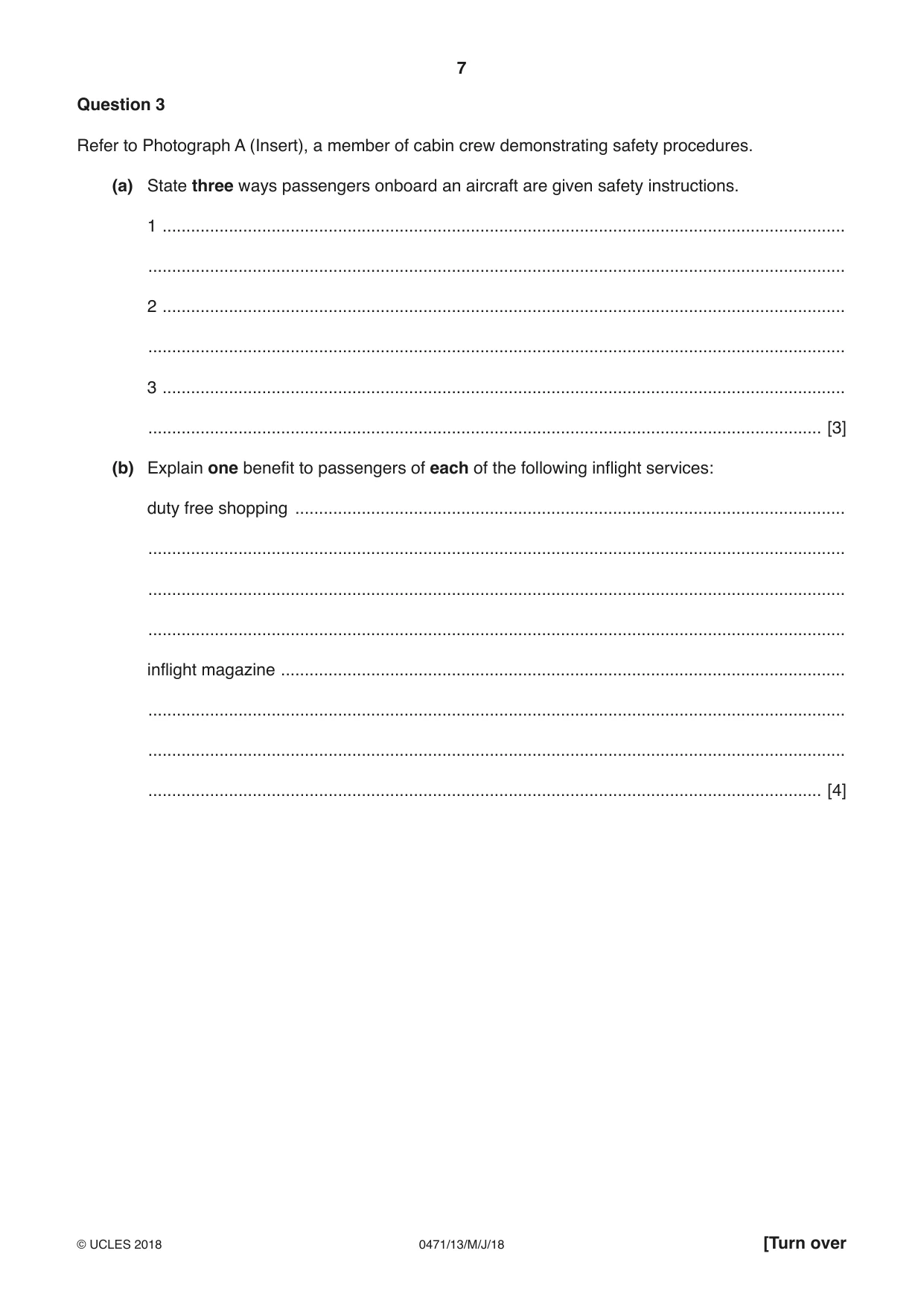 Cambridge IGCSE Travel and Tourism 0471 2018 May/June Paper 1 · Variant 3 question paper, page 7 of 12