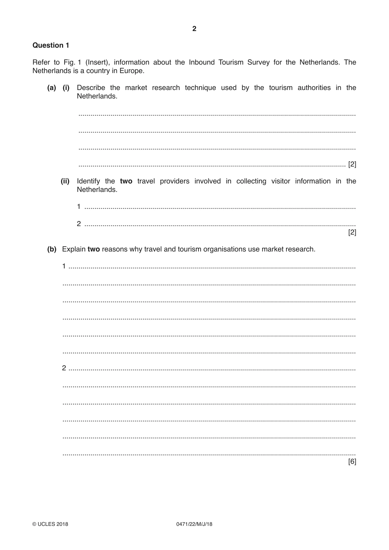 Cambridge IGCSE Travel and Tourism 0471 2018 May/June Paper 2 · Variant 2 question paper, page 2 of 16