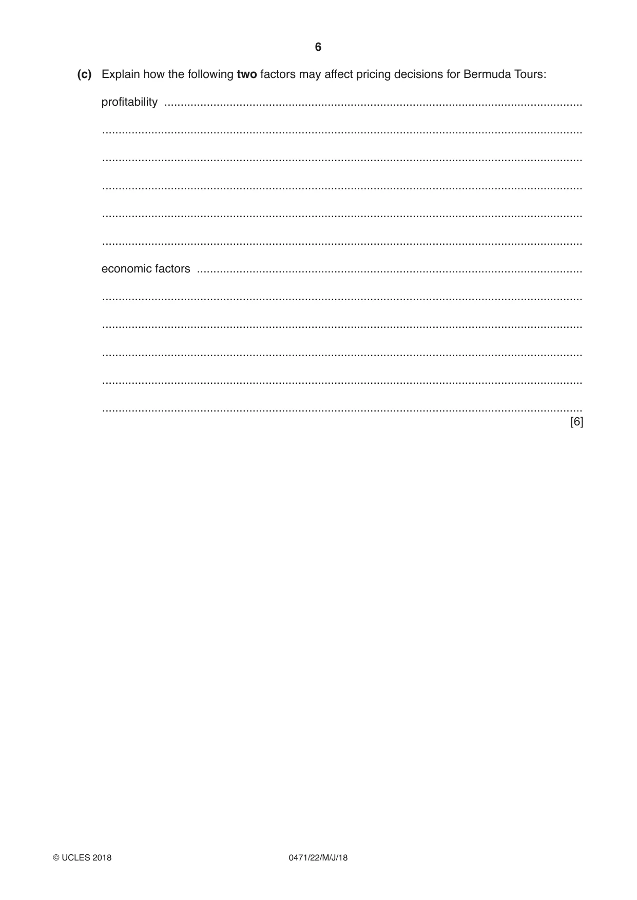 Cambridge IGCSE Travel and Tourism 0471 2018 May/June Paper 2 · Variant 2 question paper, page 6 of 16
