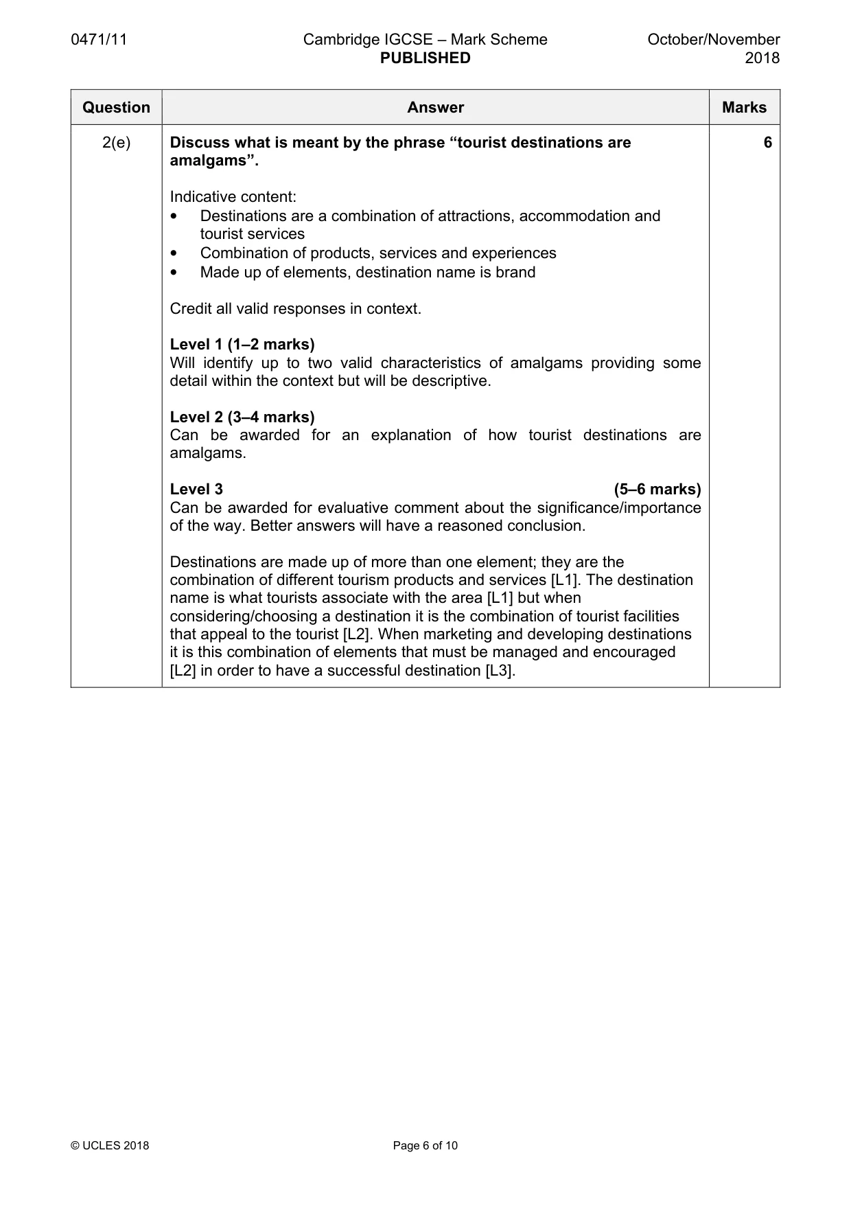 Mark scheme, page 6 of 10