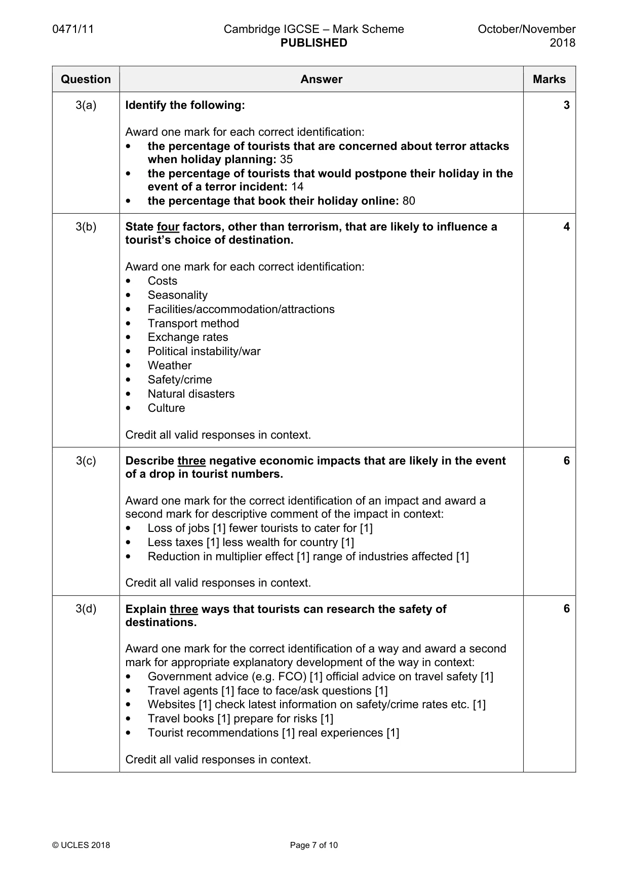 Mark scheme, page 7 of 10