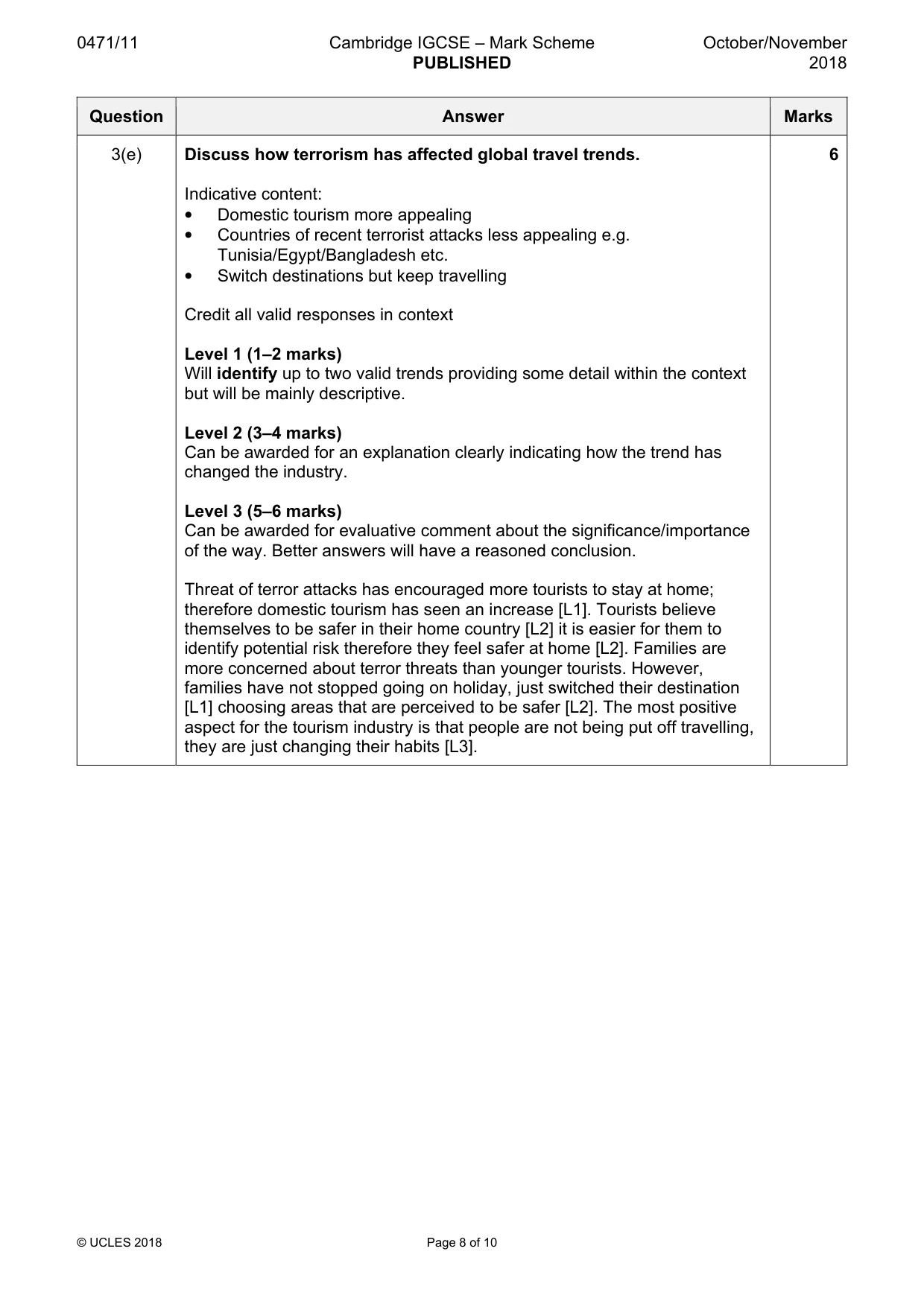 Mark scheme, page 8 of 10