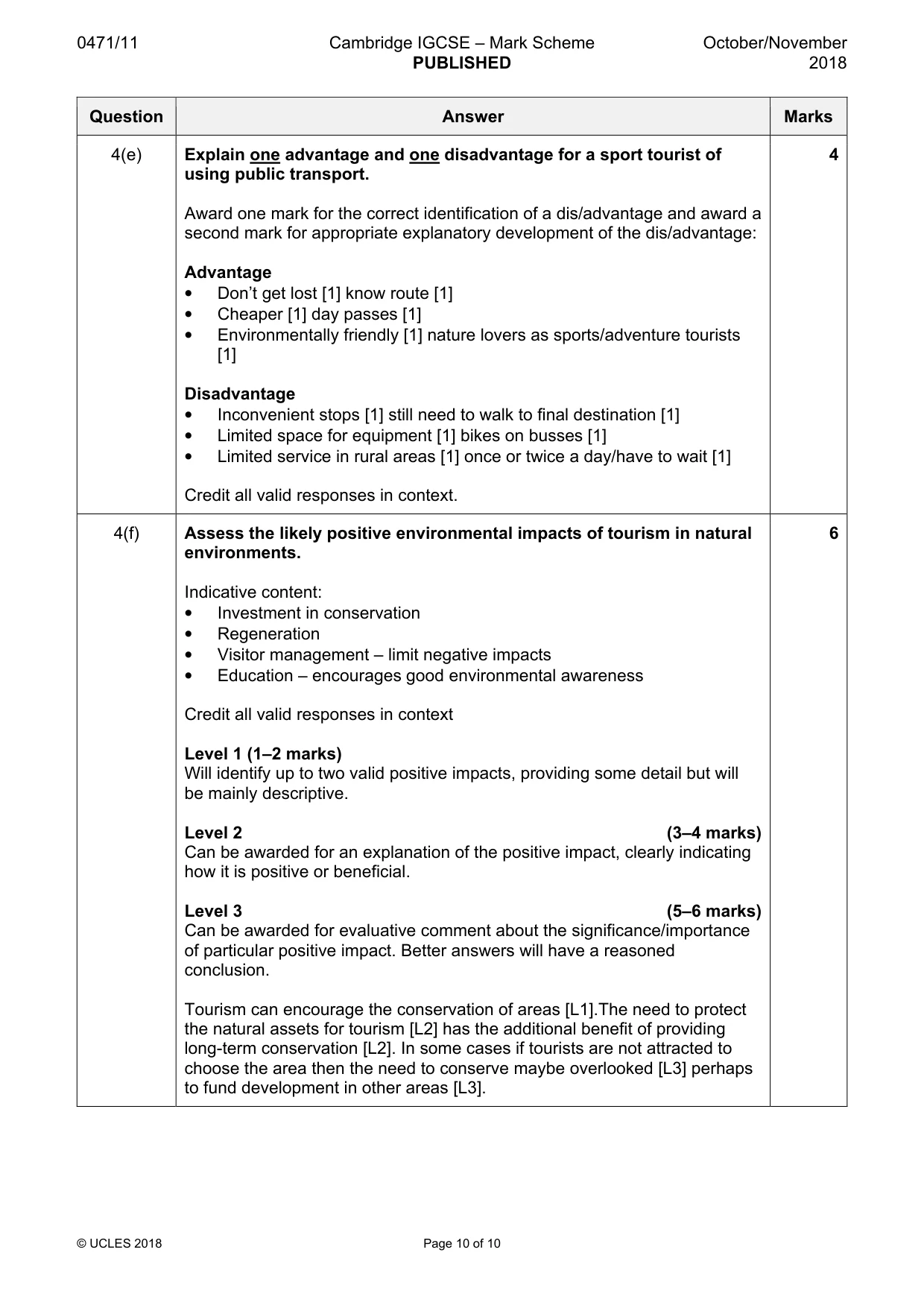 Mark scheme, page 10 of 10