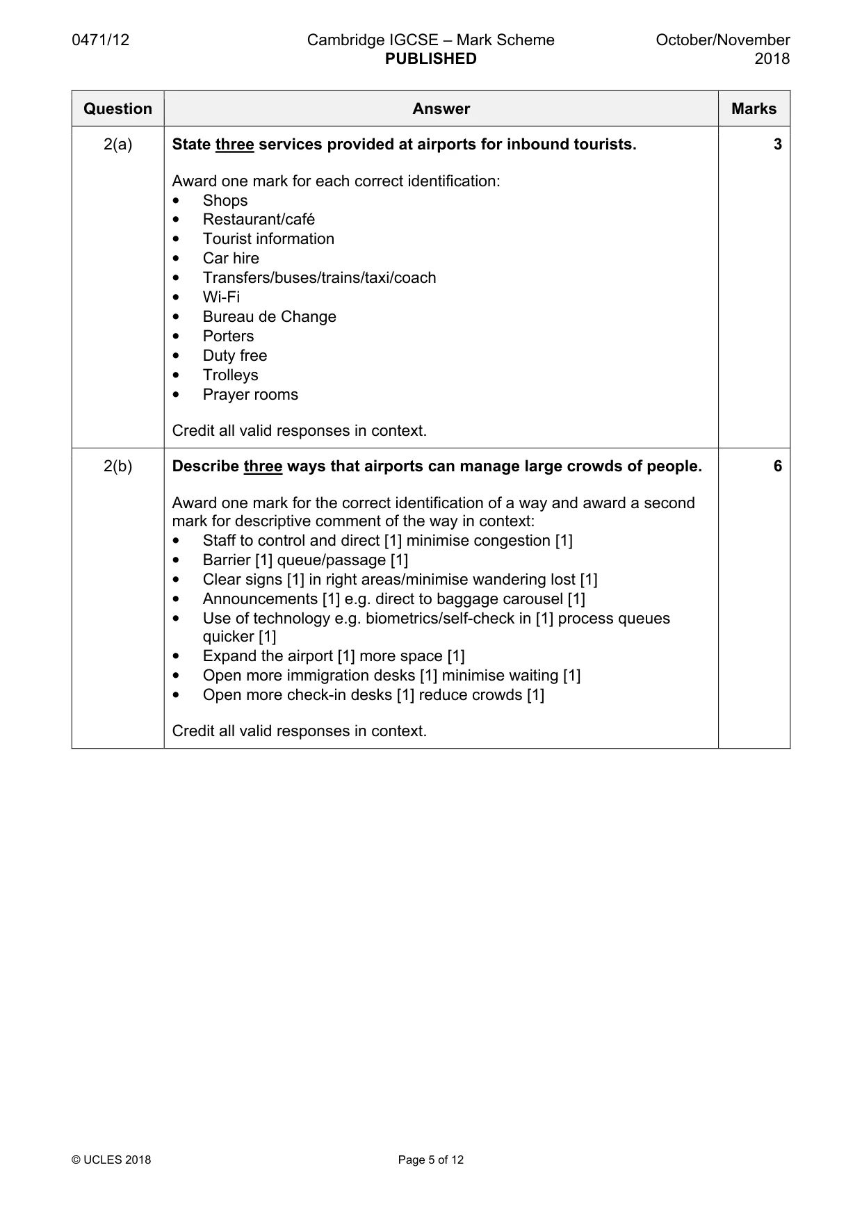 Mark scheme, page 5 of 12