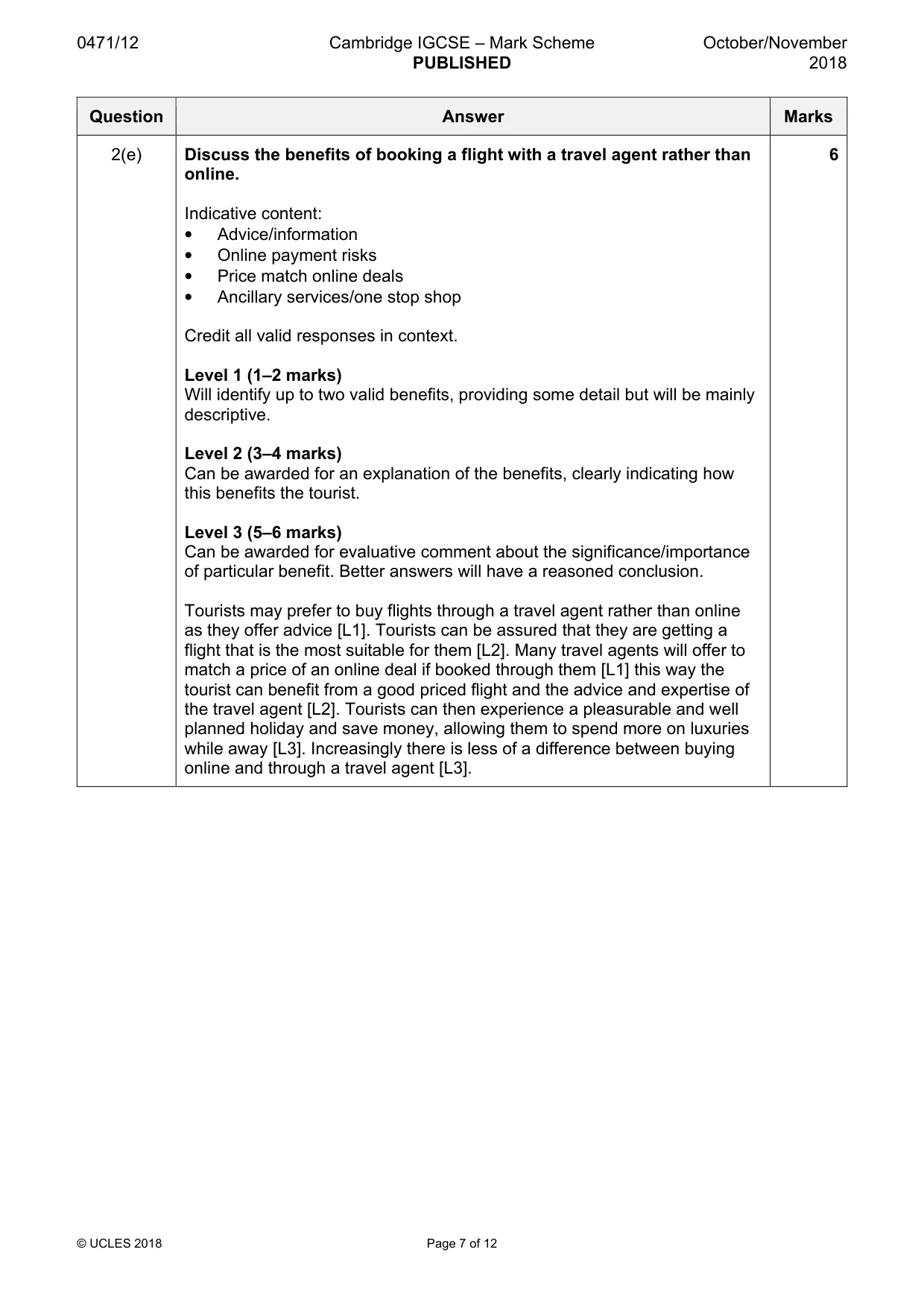 Mark scheme, page 7 of 12