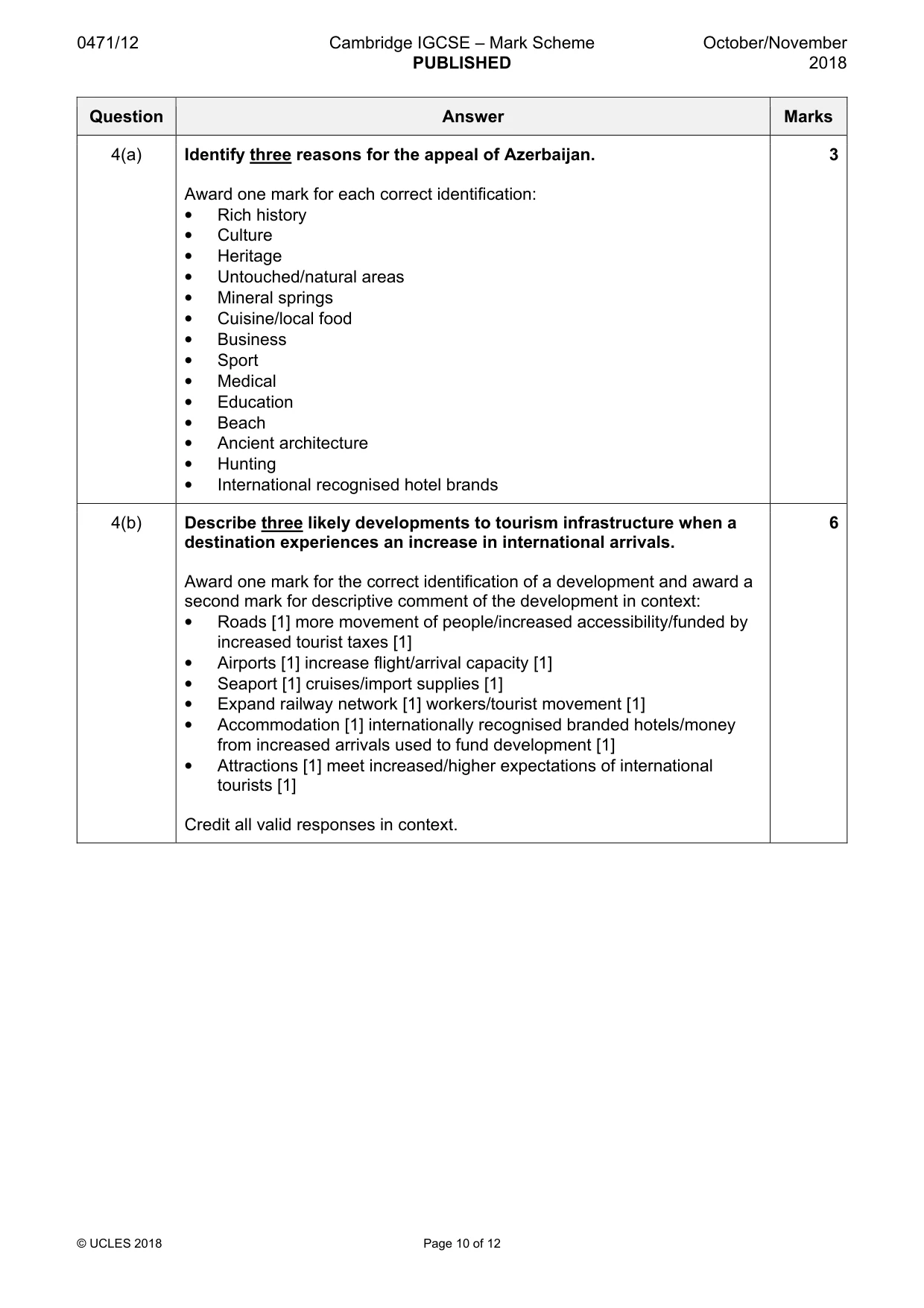 Mark scheme, page 10 of 12