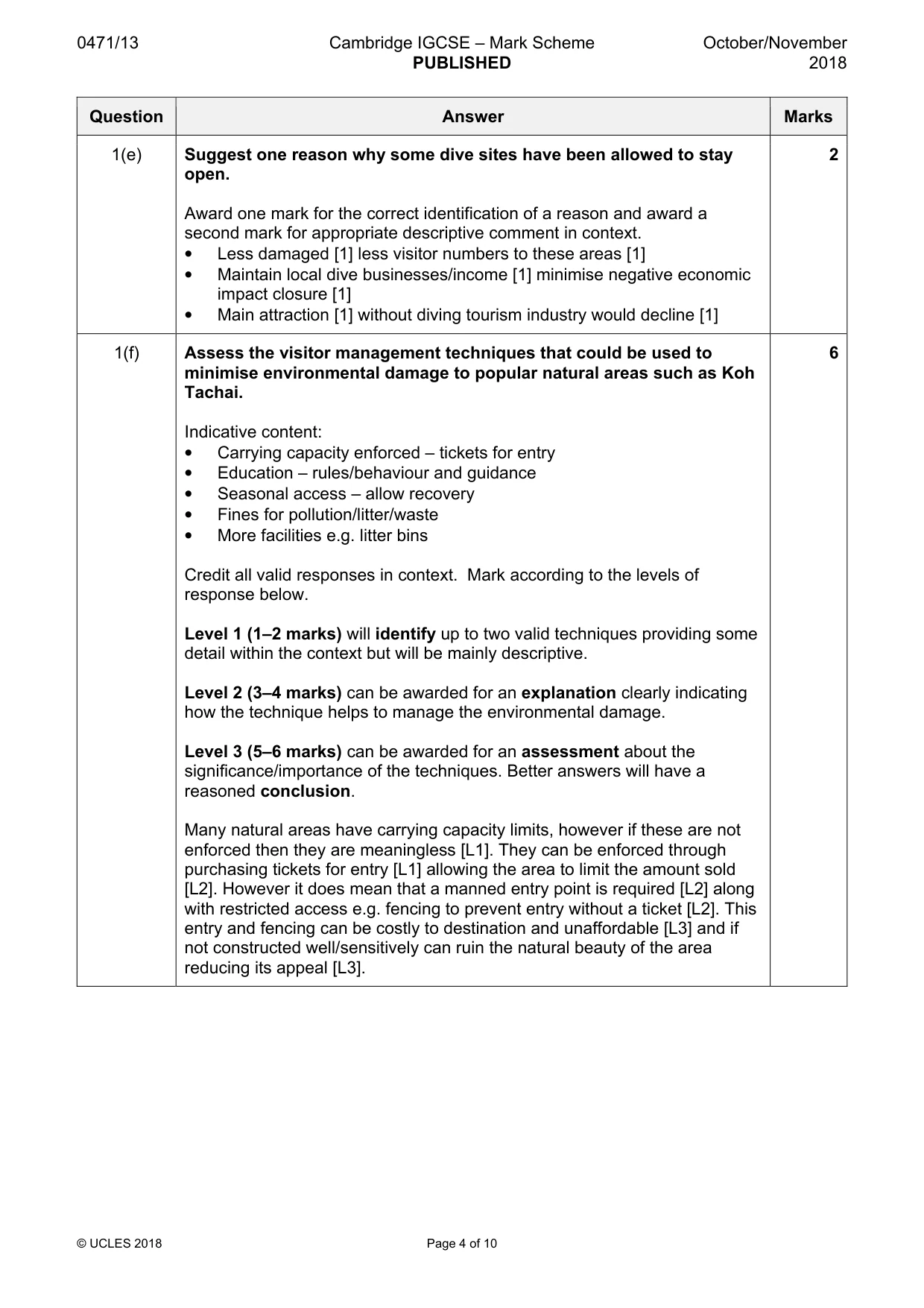Mark scheme, page 4 of 10