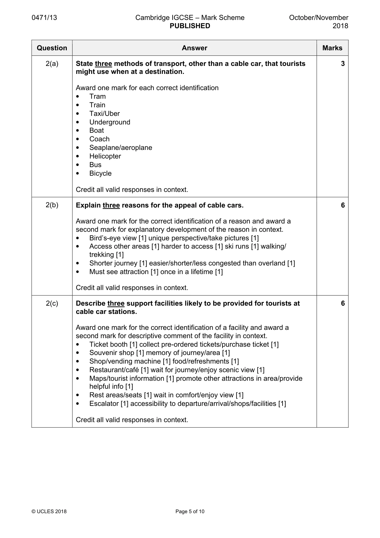 Mark scheme, page 5 of 10