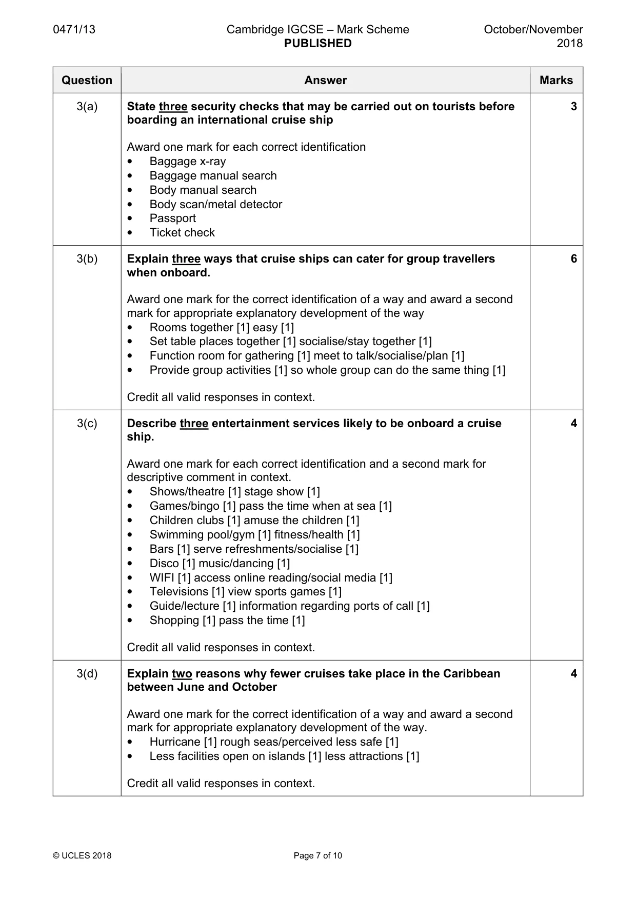 Mark scheme, page 7 of 10