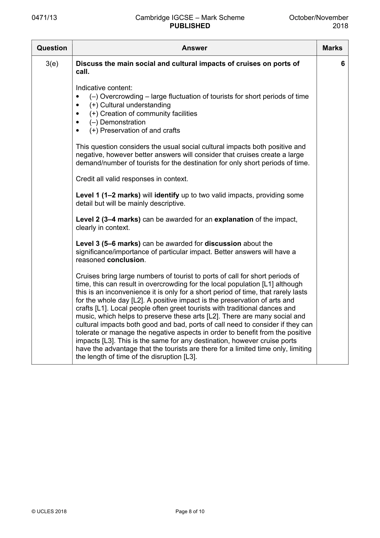 Mark scheme, page 8 of 10