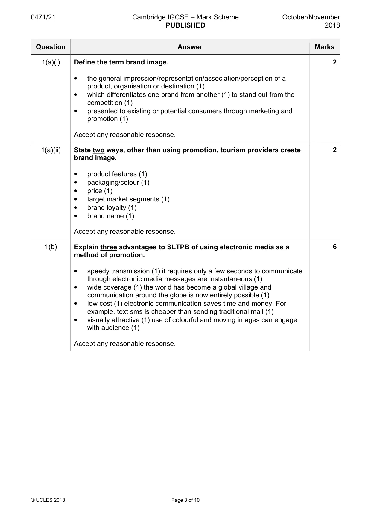 Mark scheme, page 3 of 10