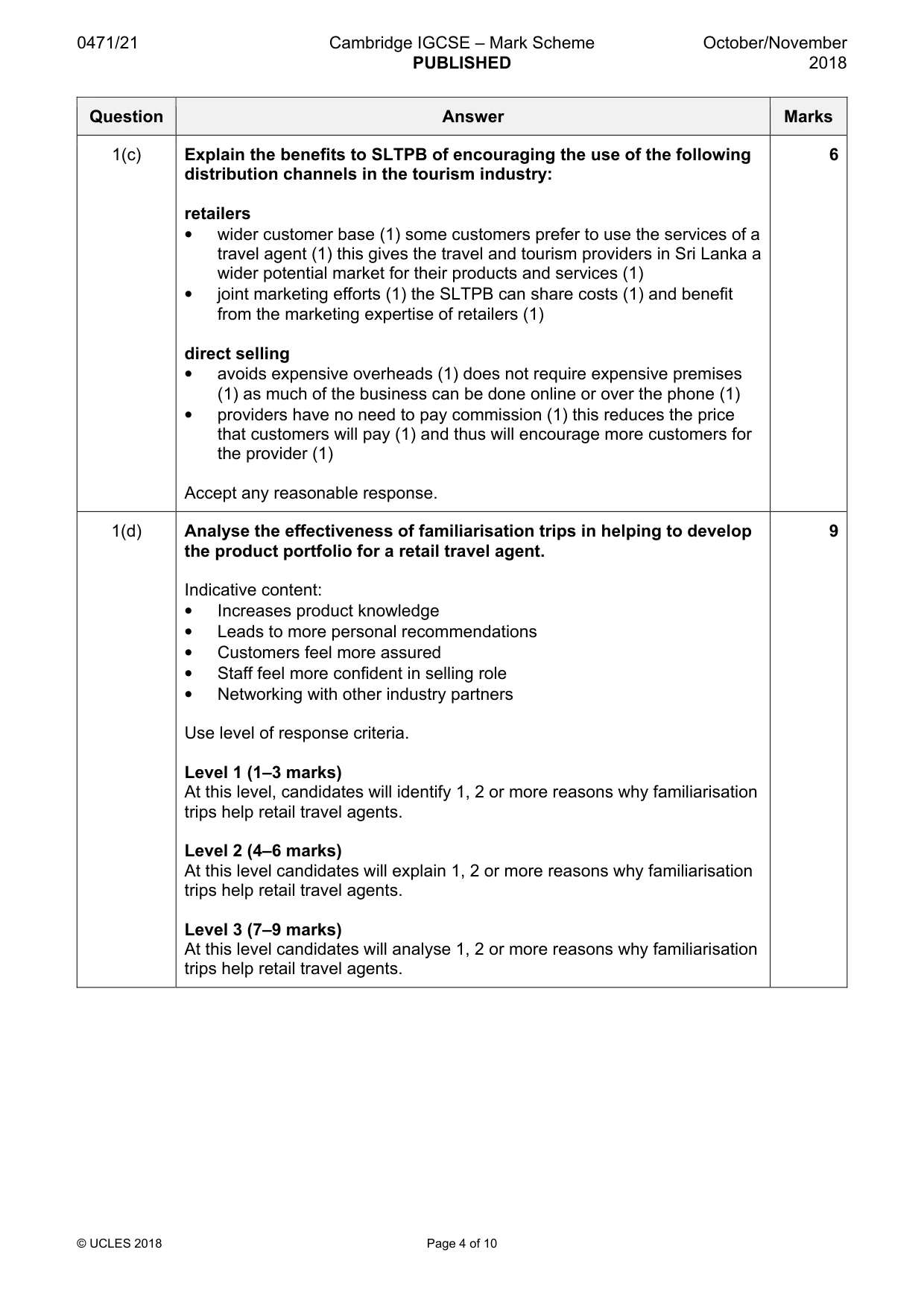 Mark scheme, page 4 of 10