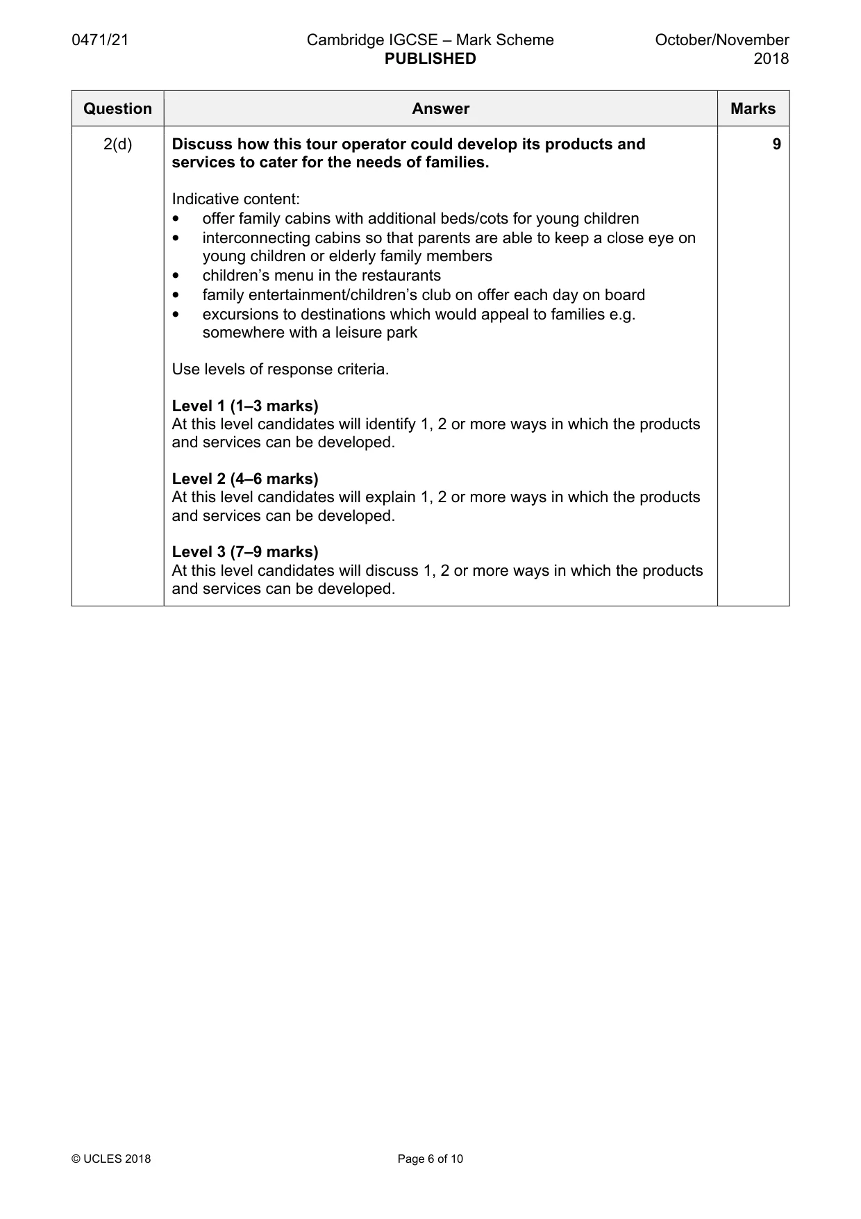 Mark scheme, page 6 of 10