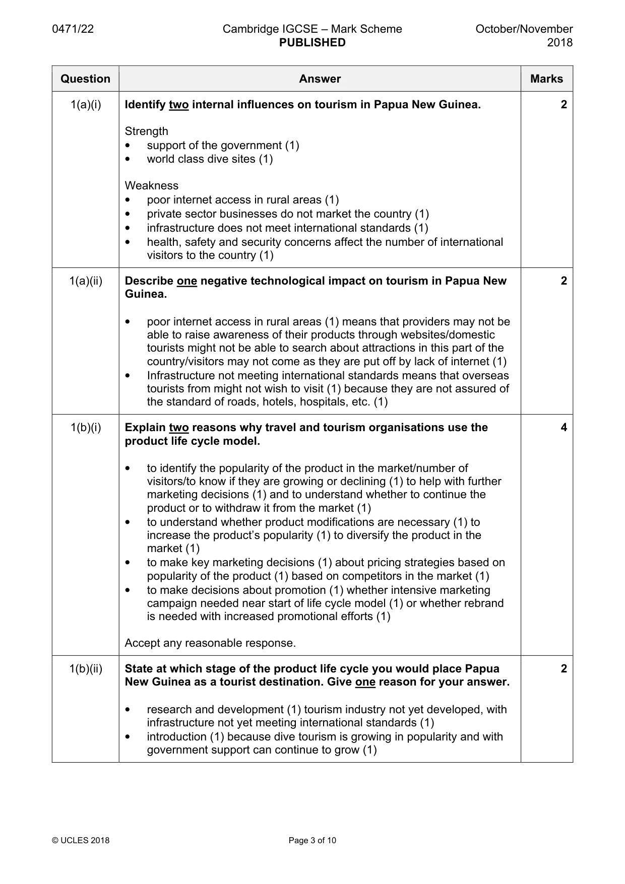Mark scheme, page 3 of 10