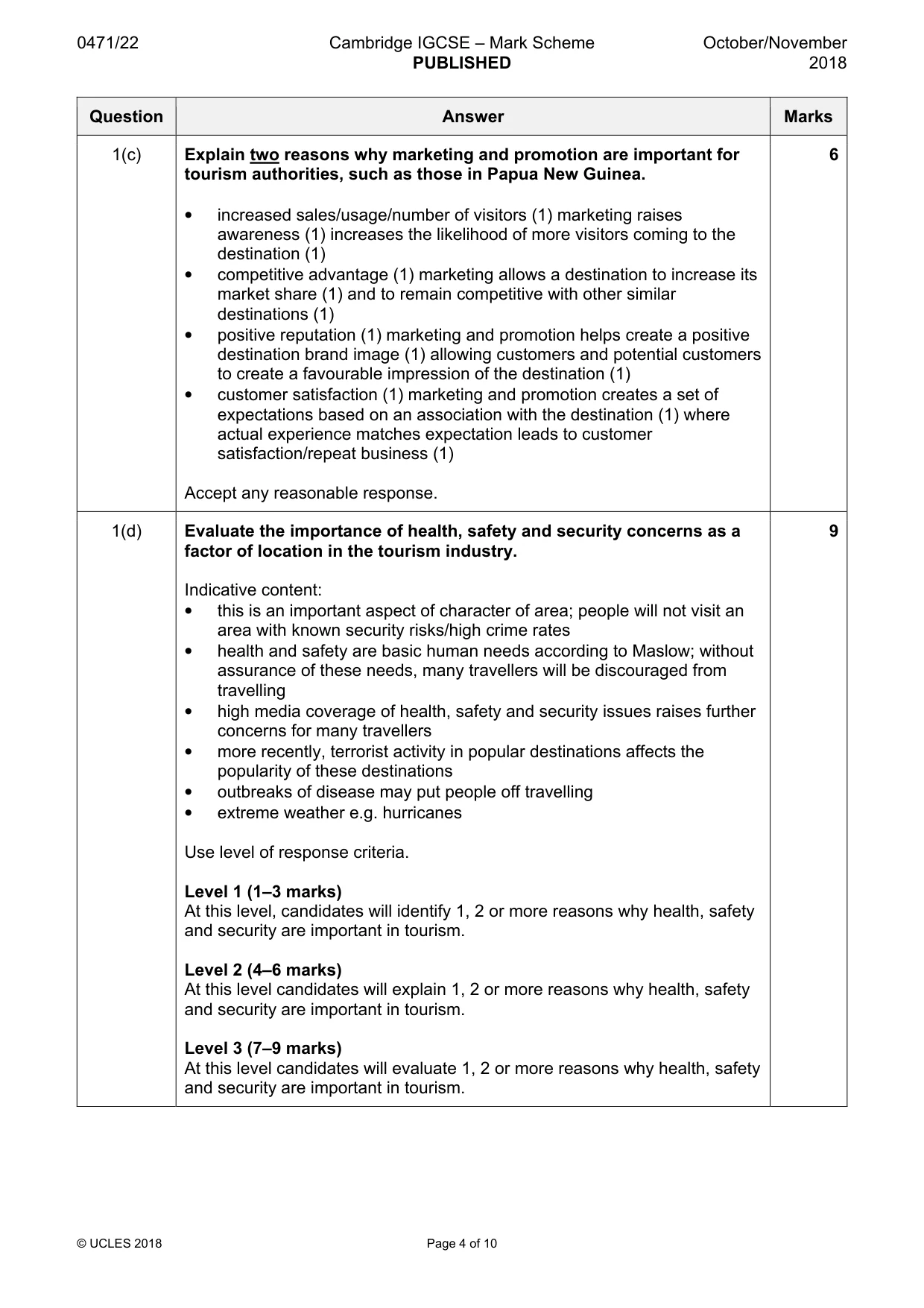 Mark scheme, page 4 of 10