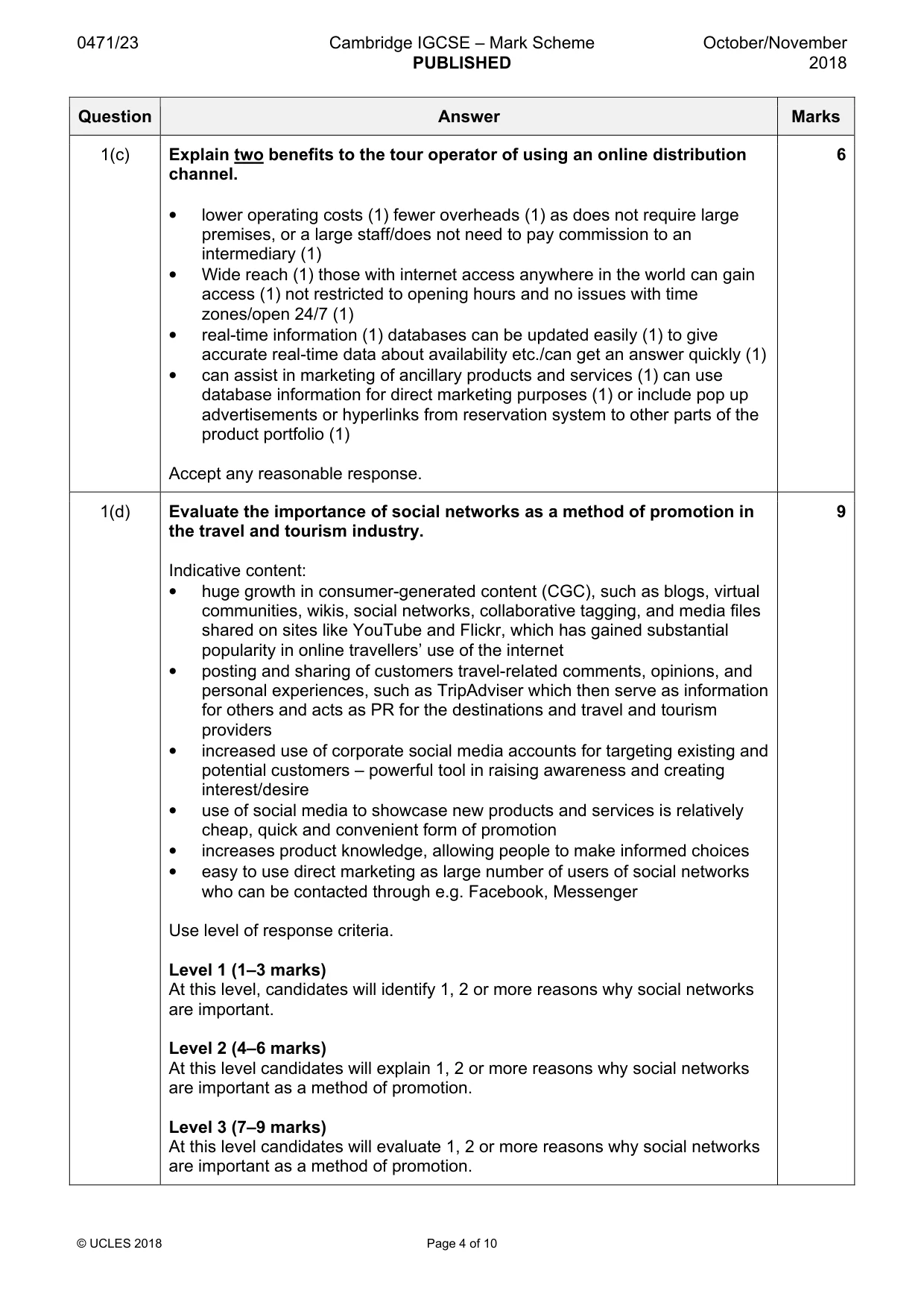 Mark scheme, page 4 of 10