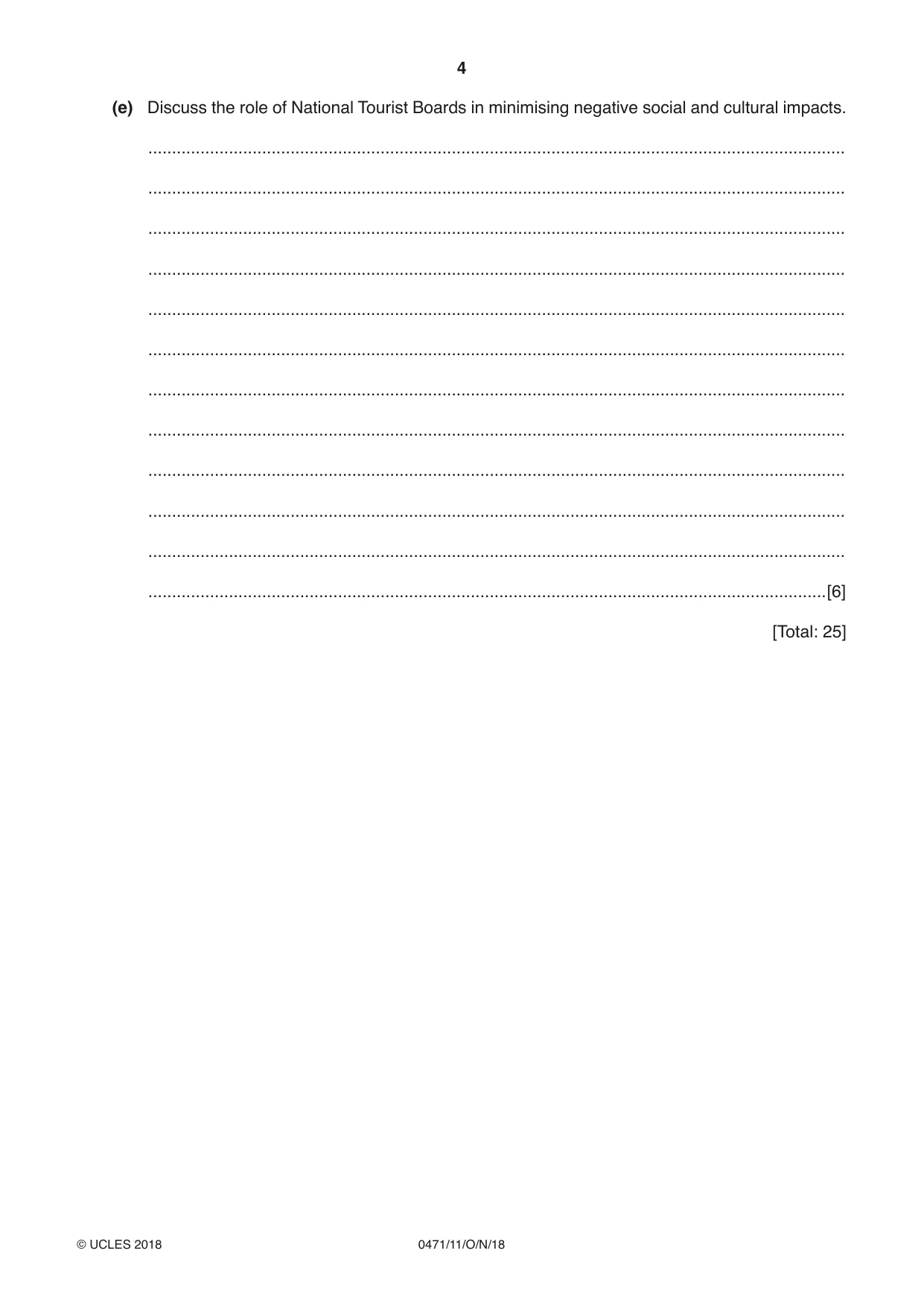 Cambridge IGCSE Travel and Tourism 0471 2018 Oct/Nov Paper 1 · Variant 1 question paper, page 4 of 12