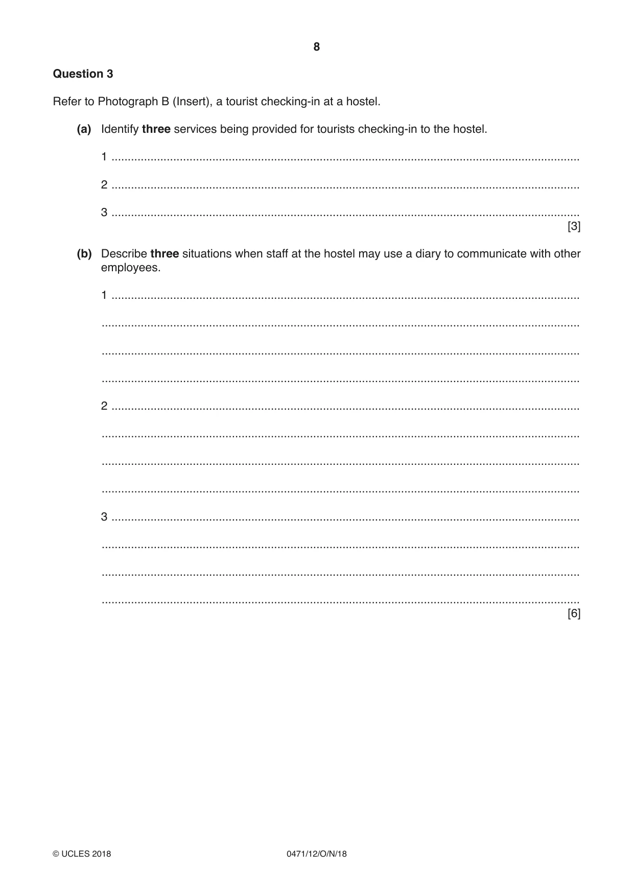 Cambridge IGCSE Travel and Tourism 0471 2018 Oct/Nov Paper 1 · Variant 2 question paper, page 8 of 16