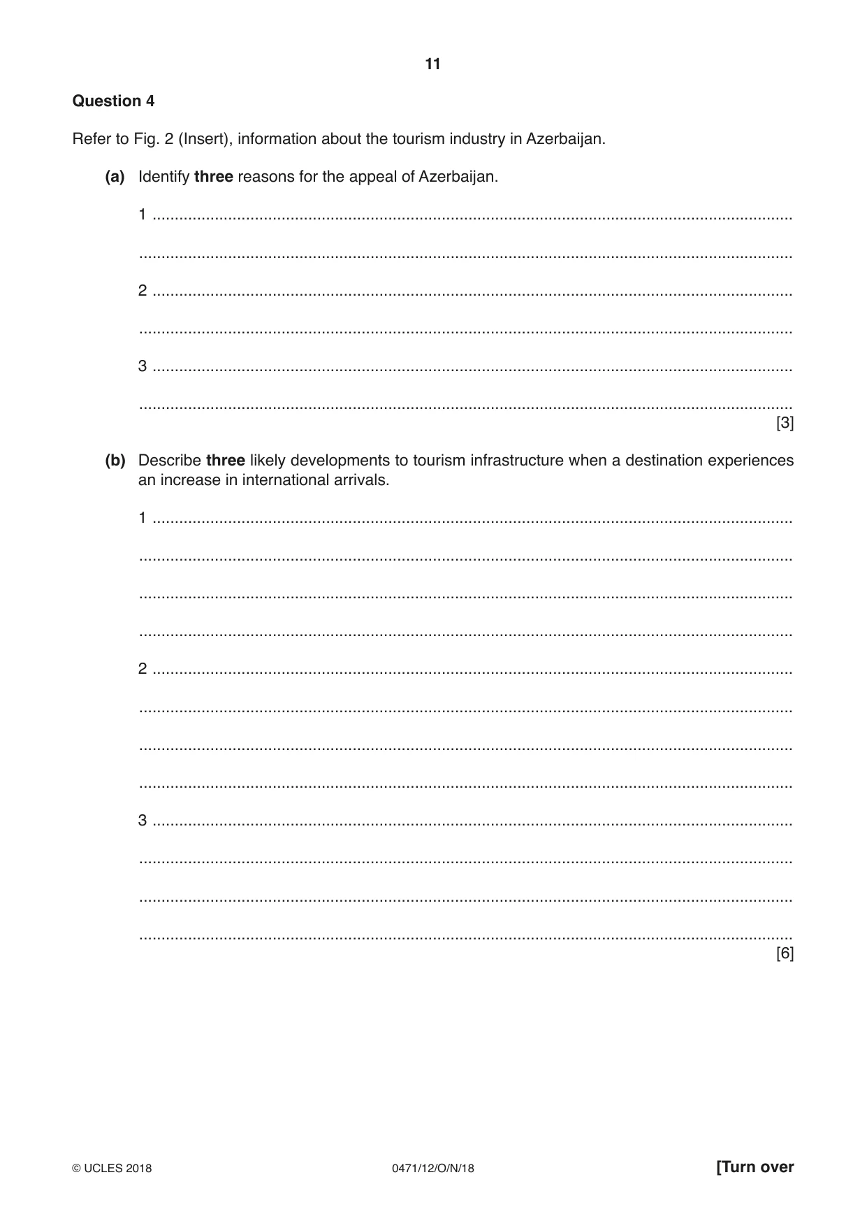 Cambridge IGCSE Travel and Tourism 0471 2018 Oct/Nov Paper 1 · Variant 2 question paper, page 11 of 16