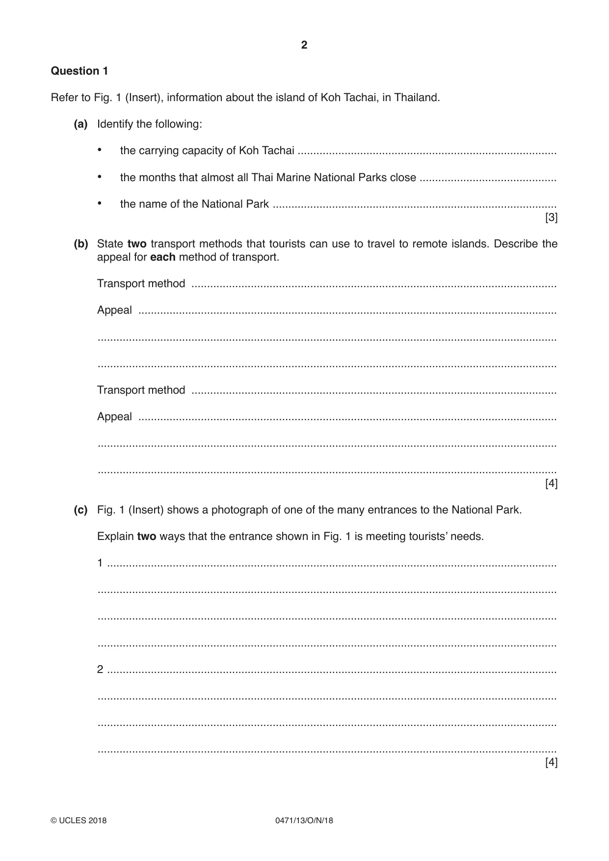 Cambridge IGCSE Travel and Tourism 0471 2018 Oct/Nov Paper 1 · Variant 3 question paper, page 2 of 12