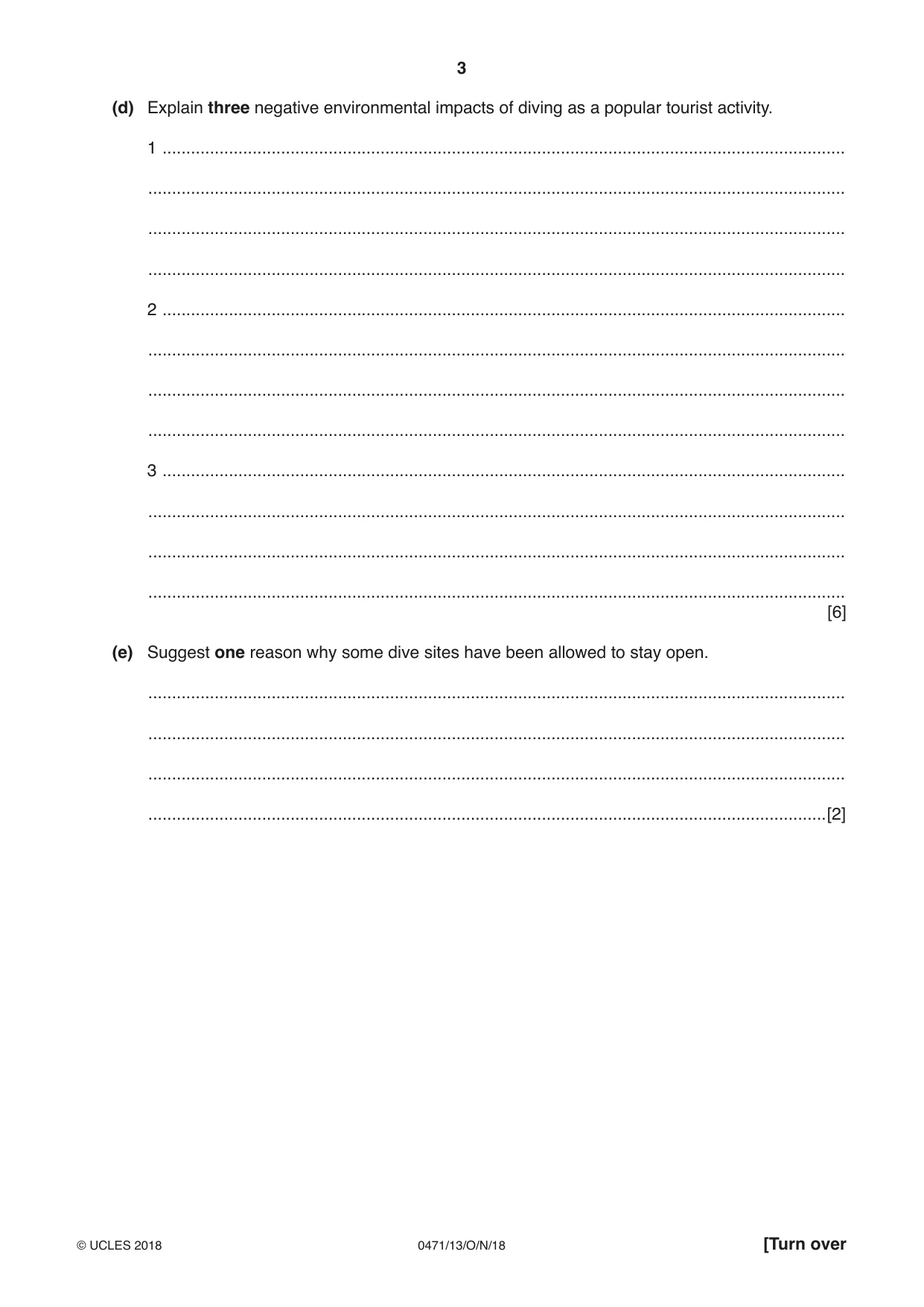 Cambridge IGCSE Travel and Tourism 0471 2018 Oct/Nov Paper 1 · Variant 3 question paper, page 3 of 12