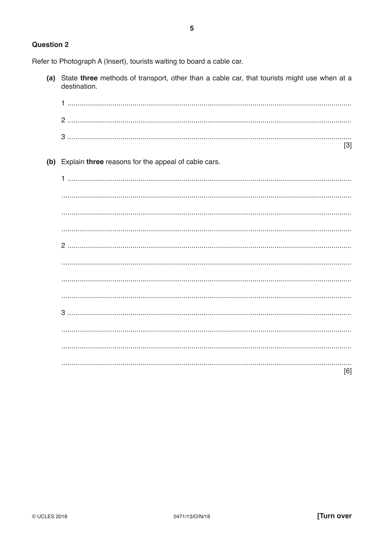 Cambridge IGCSE Travel and Tourism 0471 2018 Oct/Nov Paper 1 · Variant 3 question paper, page 5 of 12